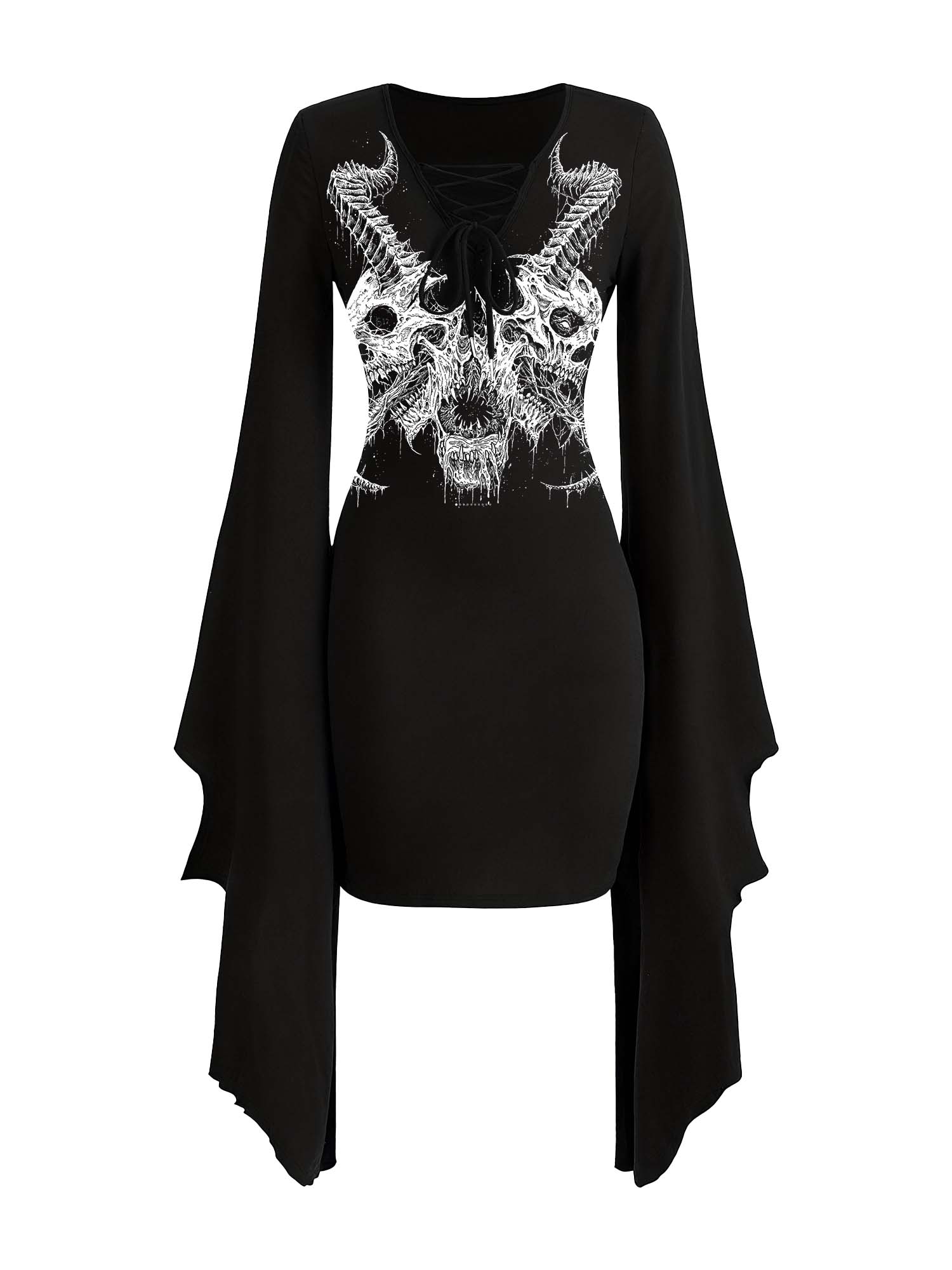 Fledermauskleid mit Devil's Horns-Print 