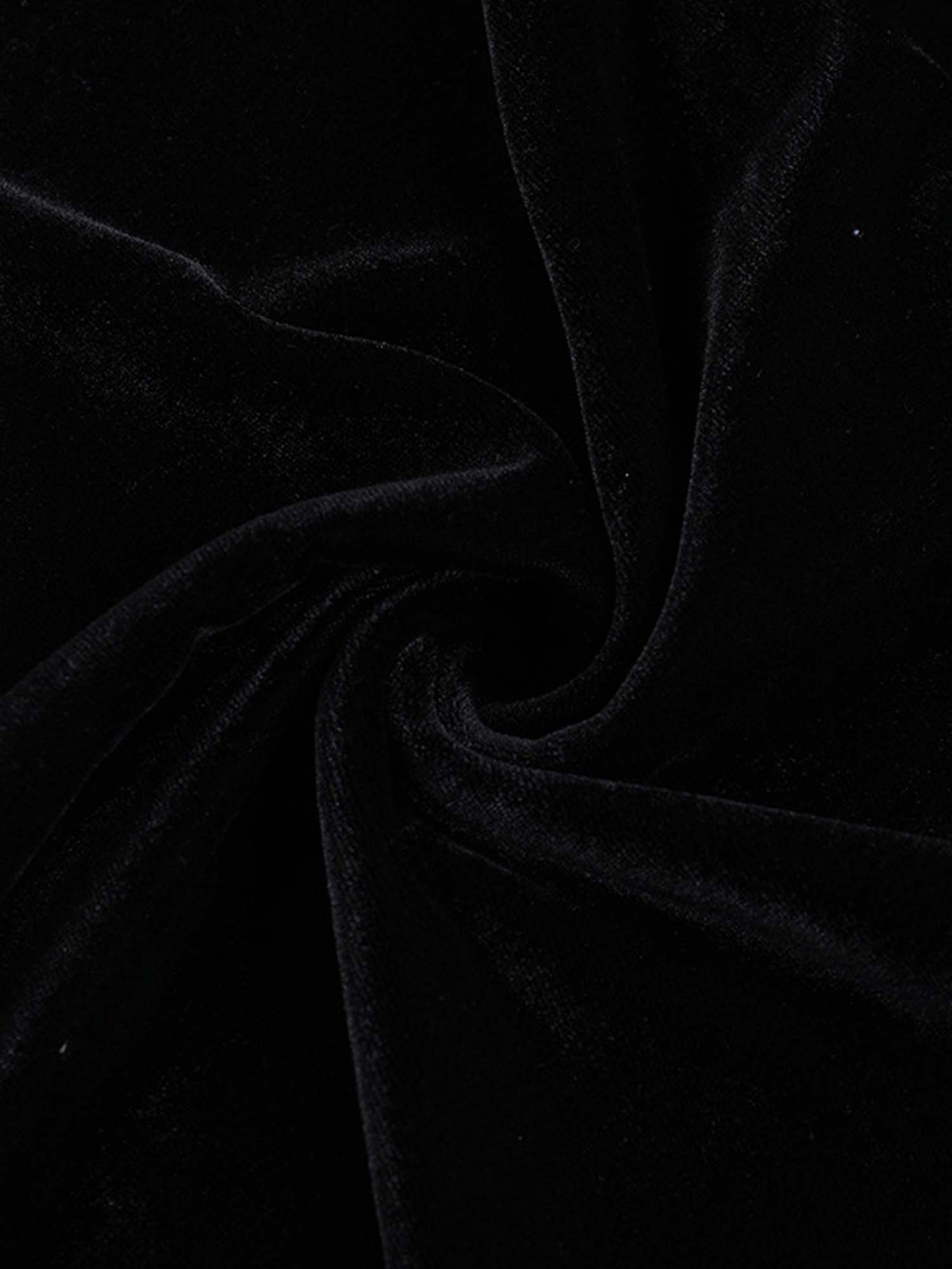 Gothic Dark V-Neck Black Velvet Dress