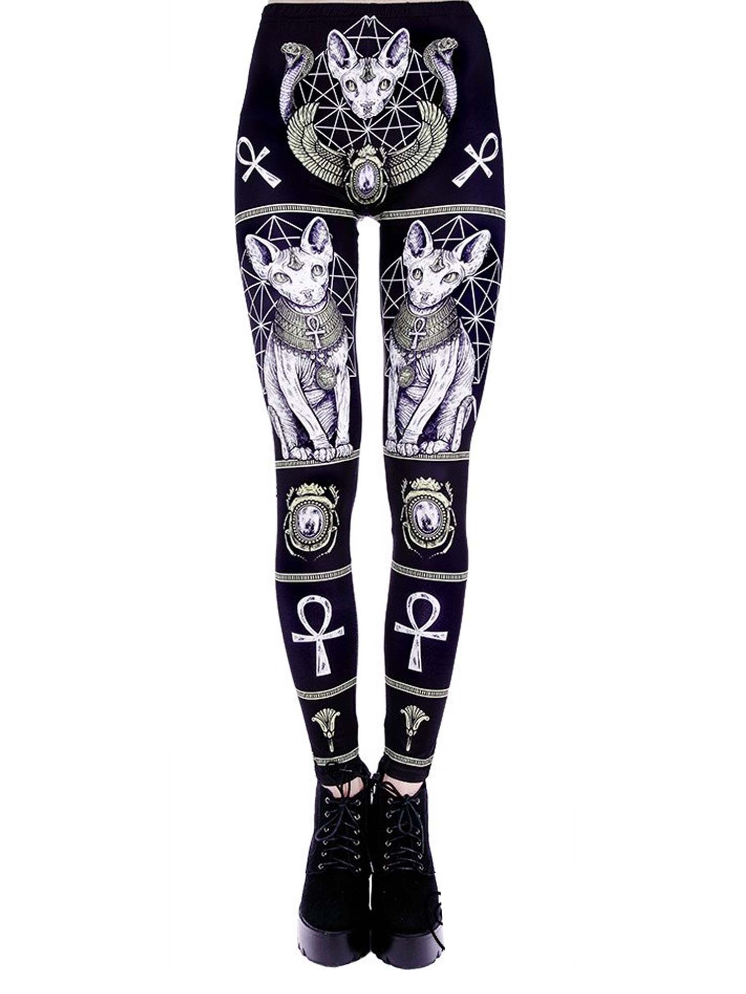 Dark Gothic Gothic Sphinx Cat Print Leggings