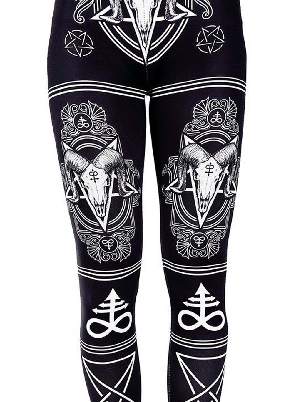 Dark Gothic Baphomet Print Leggings
