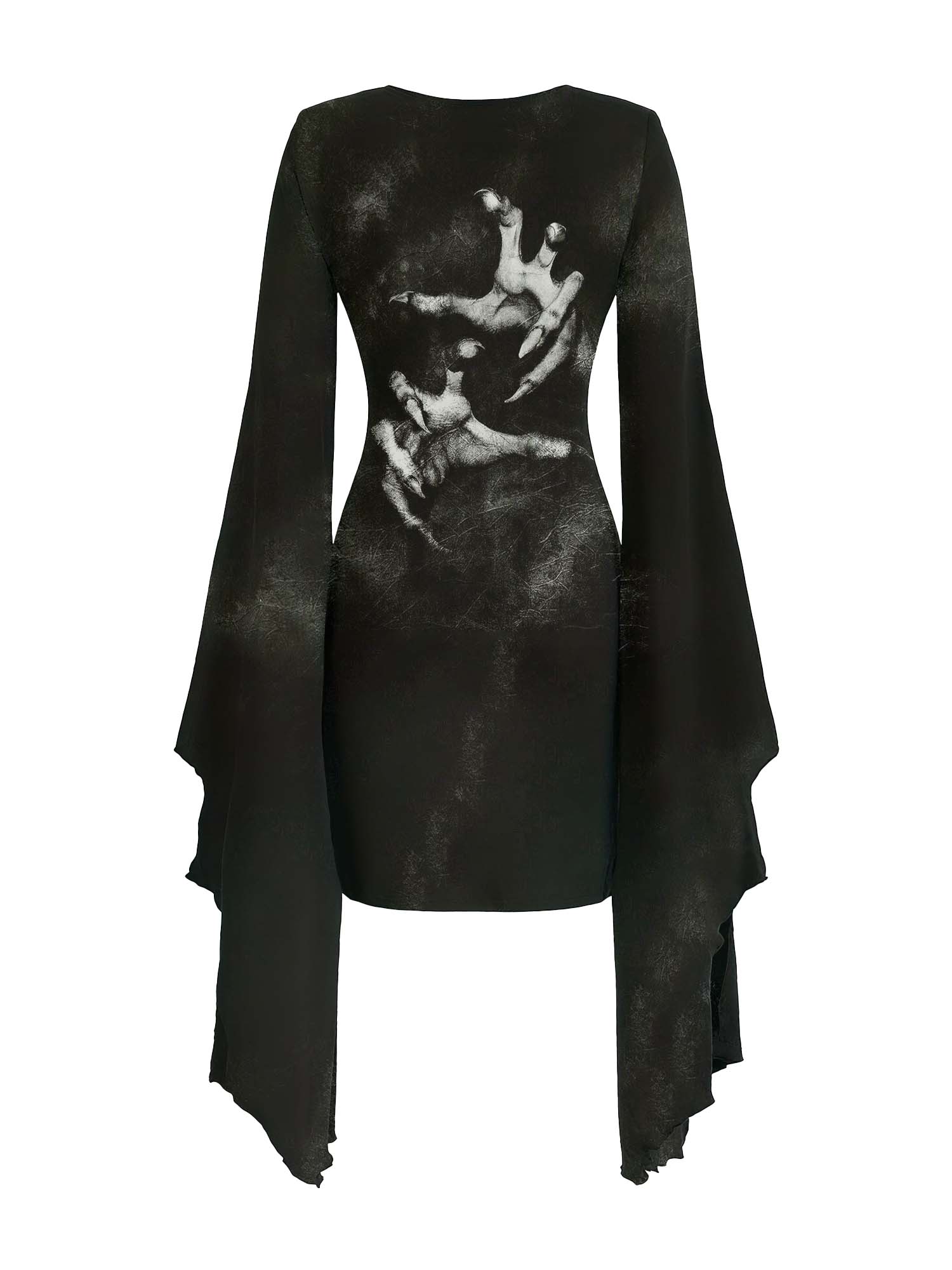 Devil's Hand Print Batwing Dress