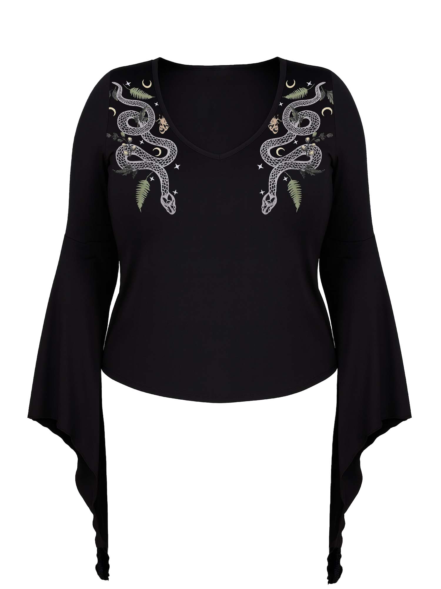 【Plus Size】Snake Of Desire Print Batwing Shirt