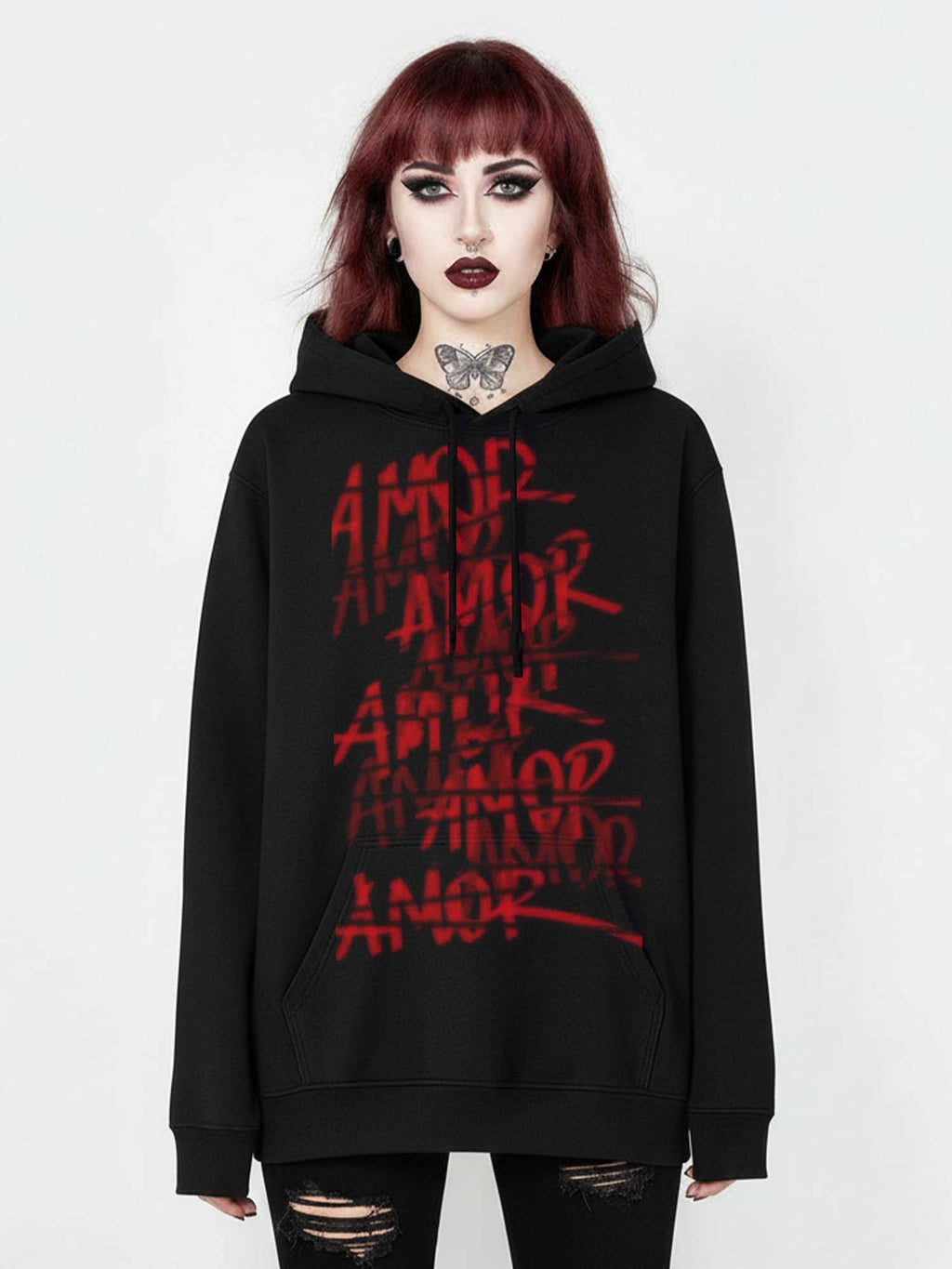 Blood AMOR Print Hoodie