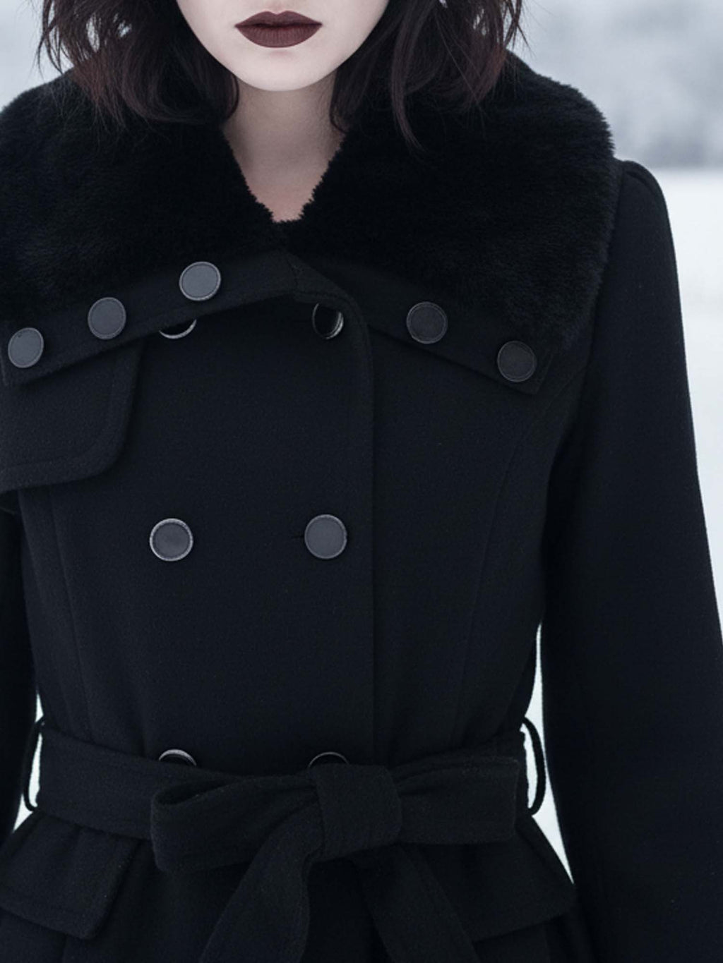 Gothic Woolen Coat Double-Breasted Thick Coat