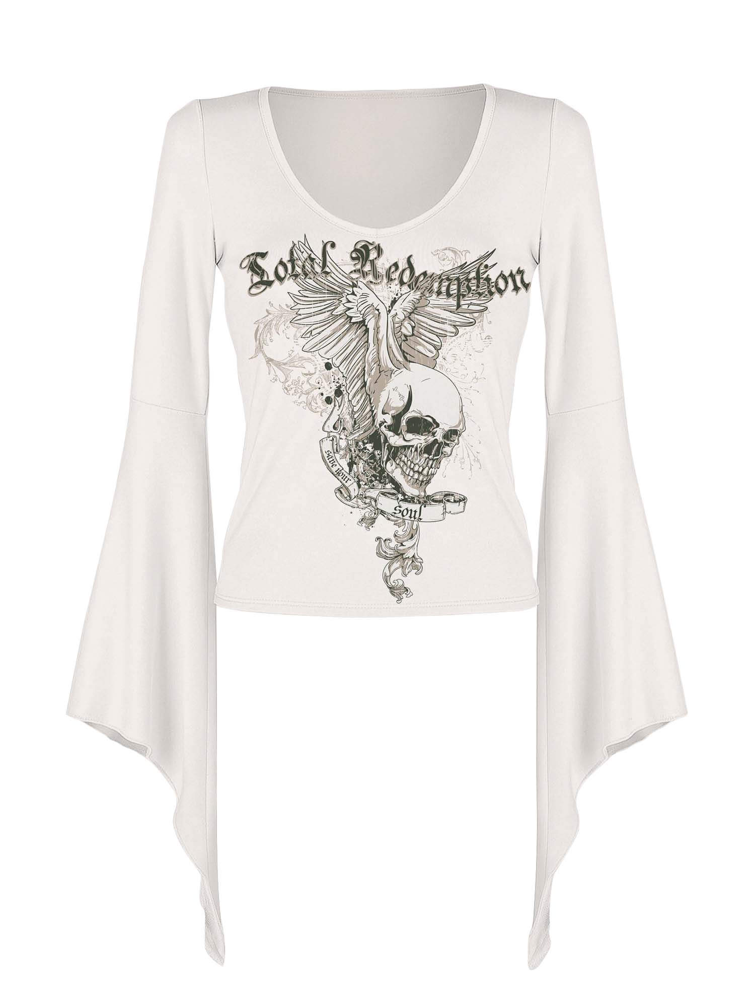 Total Redemption Skull And Wings Print Batwing Shirt