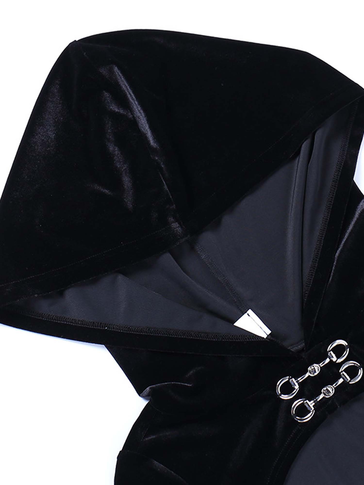 Gothic Halloween Dark Hooded Trumpet Sleeve Spider Web Dress Two-Piece Suit