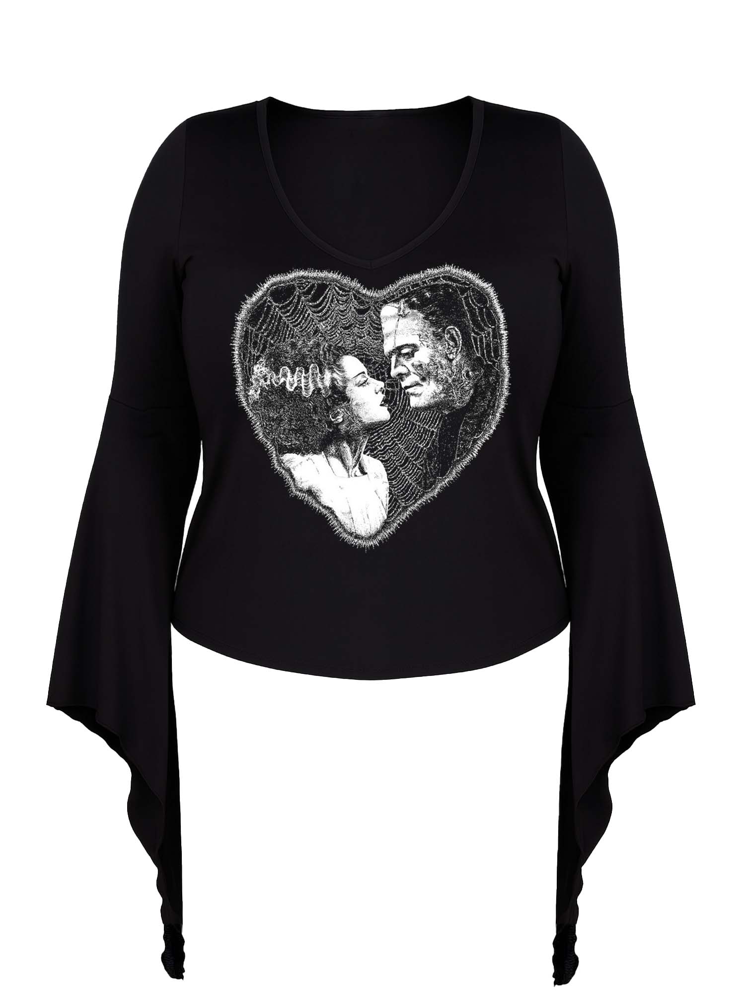 【Plus Size】Monster's Love Print Batwing Shirt