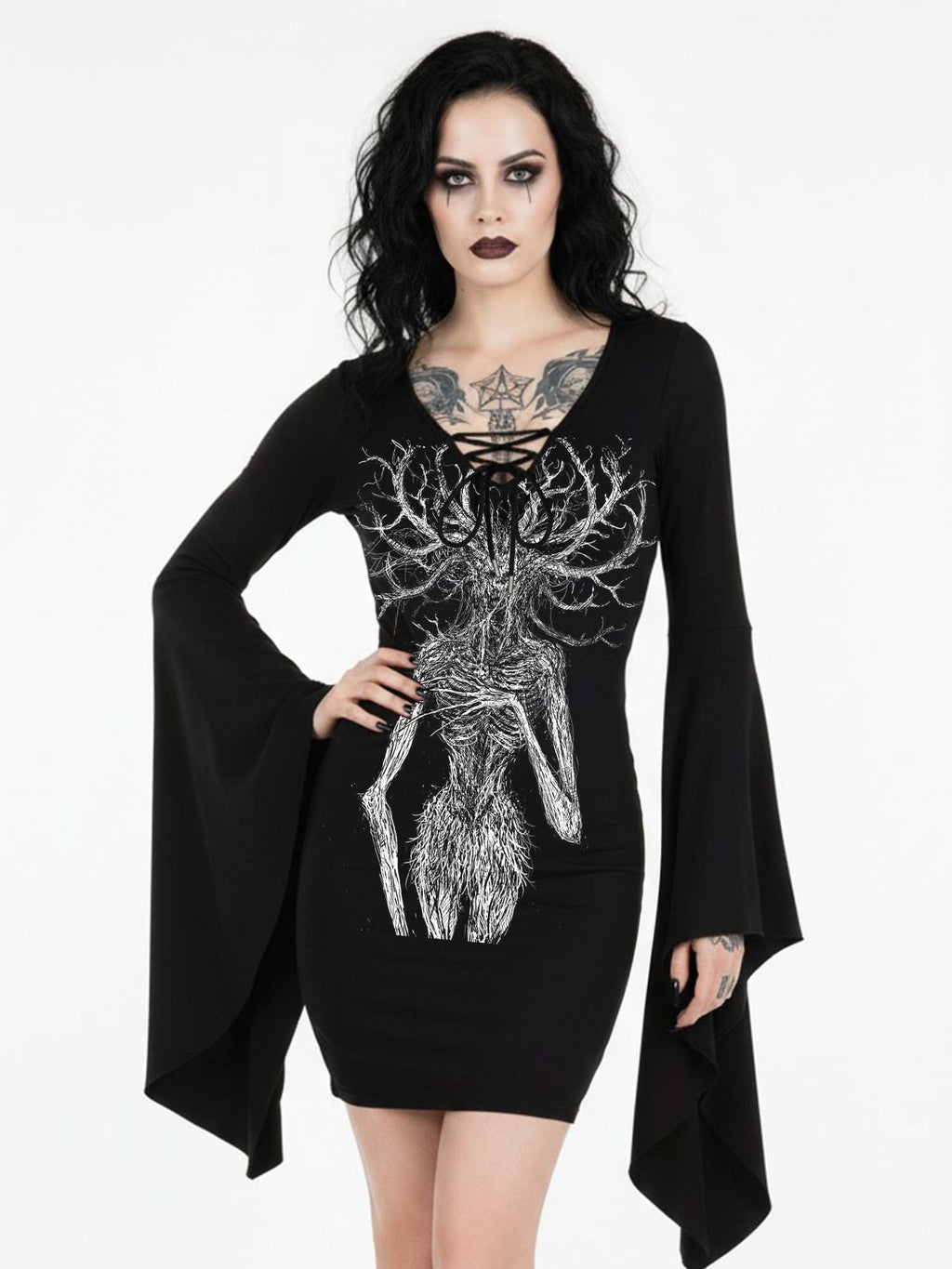 Drydemon Print Batwing Dress