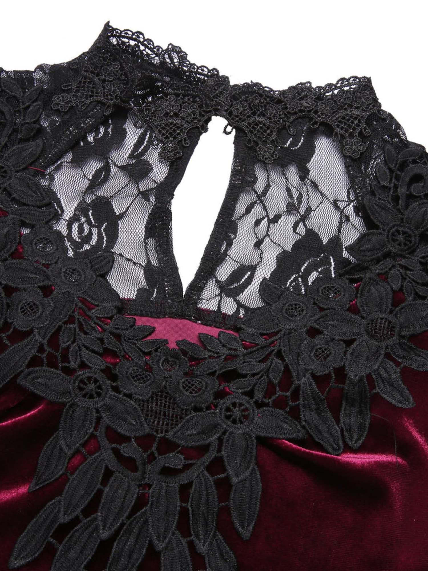 Dark Gothic Lace Fishtail Long Sleeve Dress