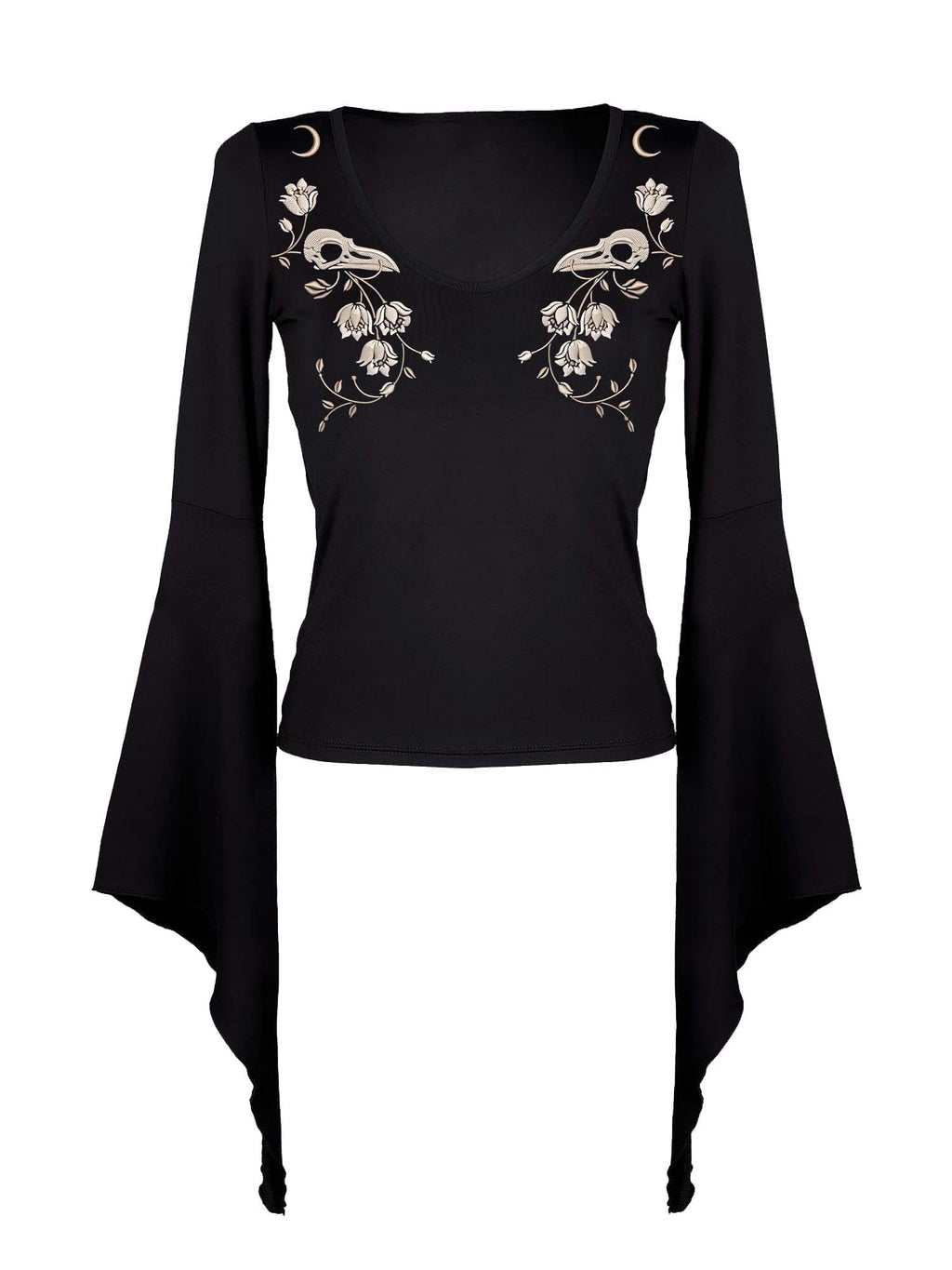 Crow Skull Print Batwing Shirt
