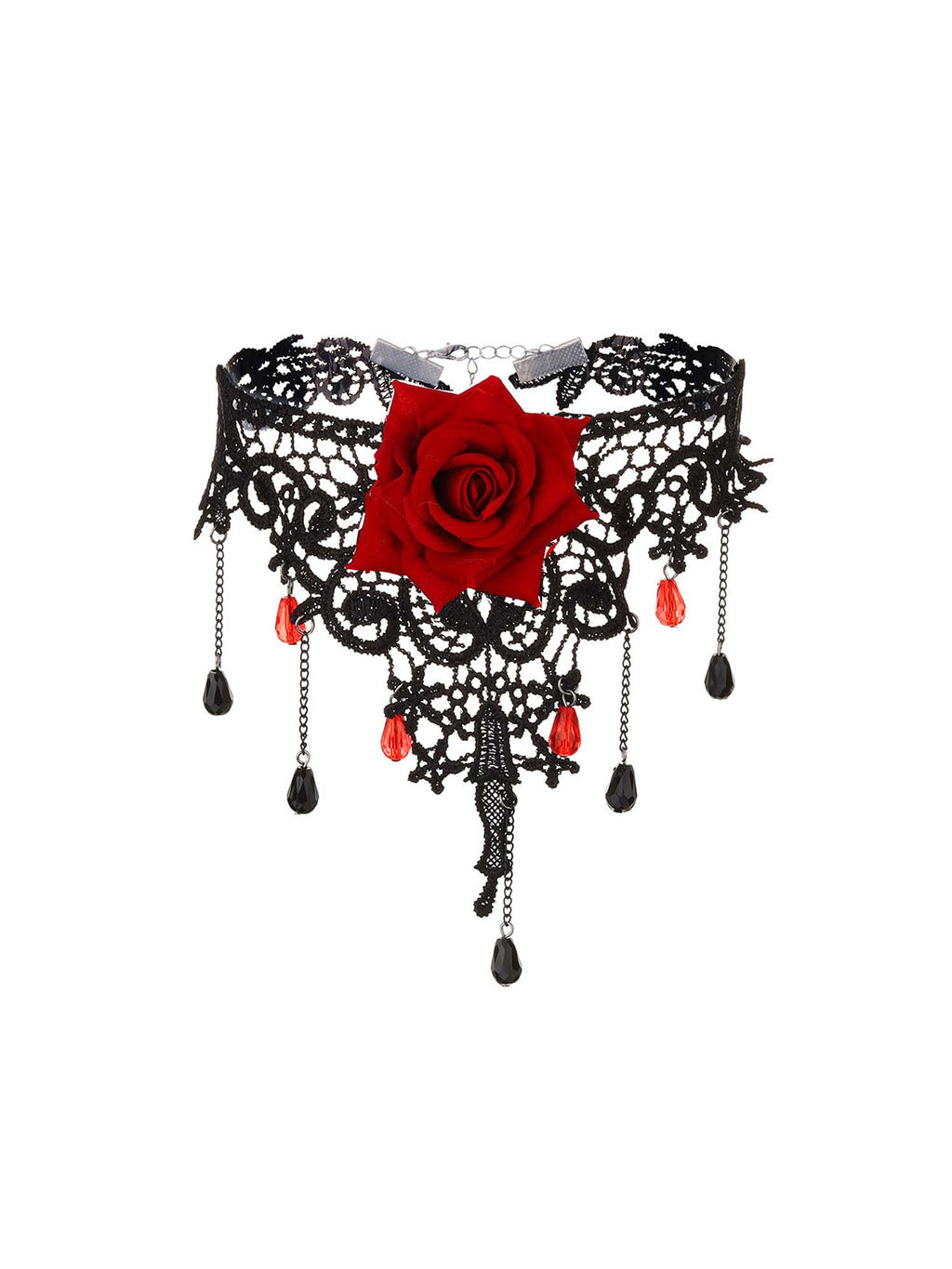 Dunkle Gothic-Spitzen-Rosen-Halskette 