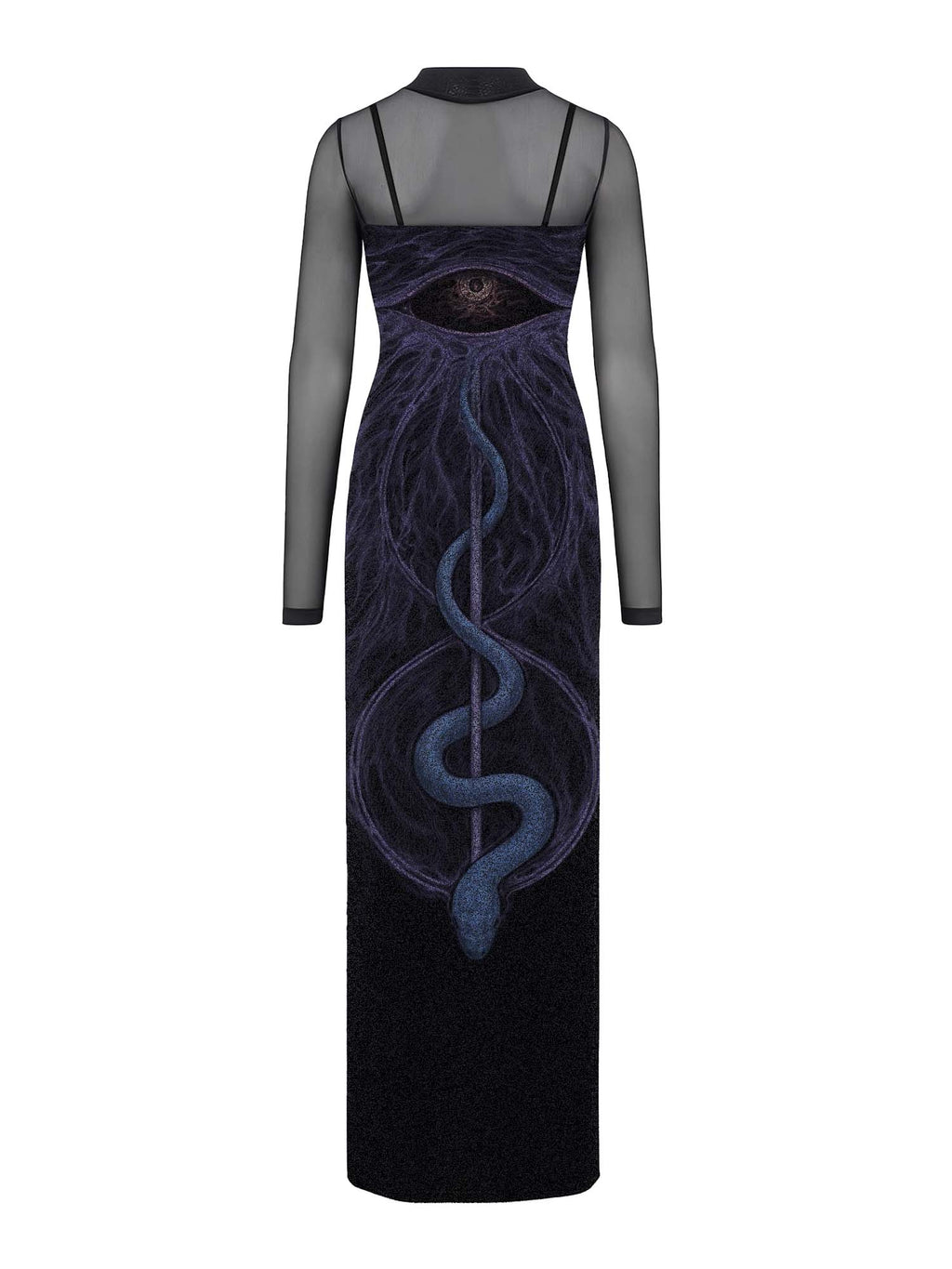The Third Eye And The Serpent Of Desire Print Maxi Veilbound Dress