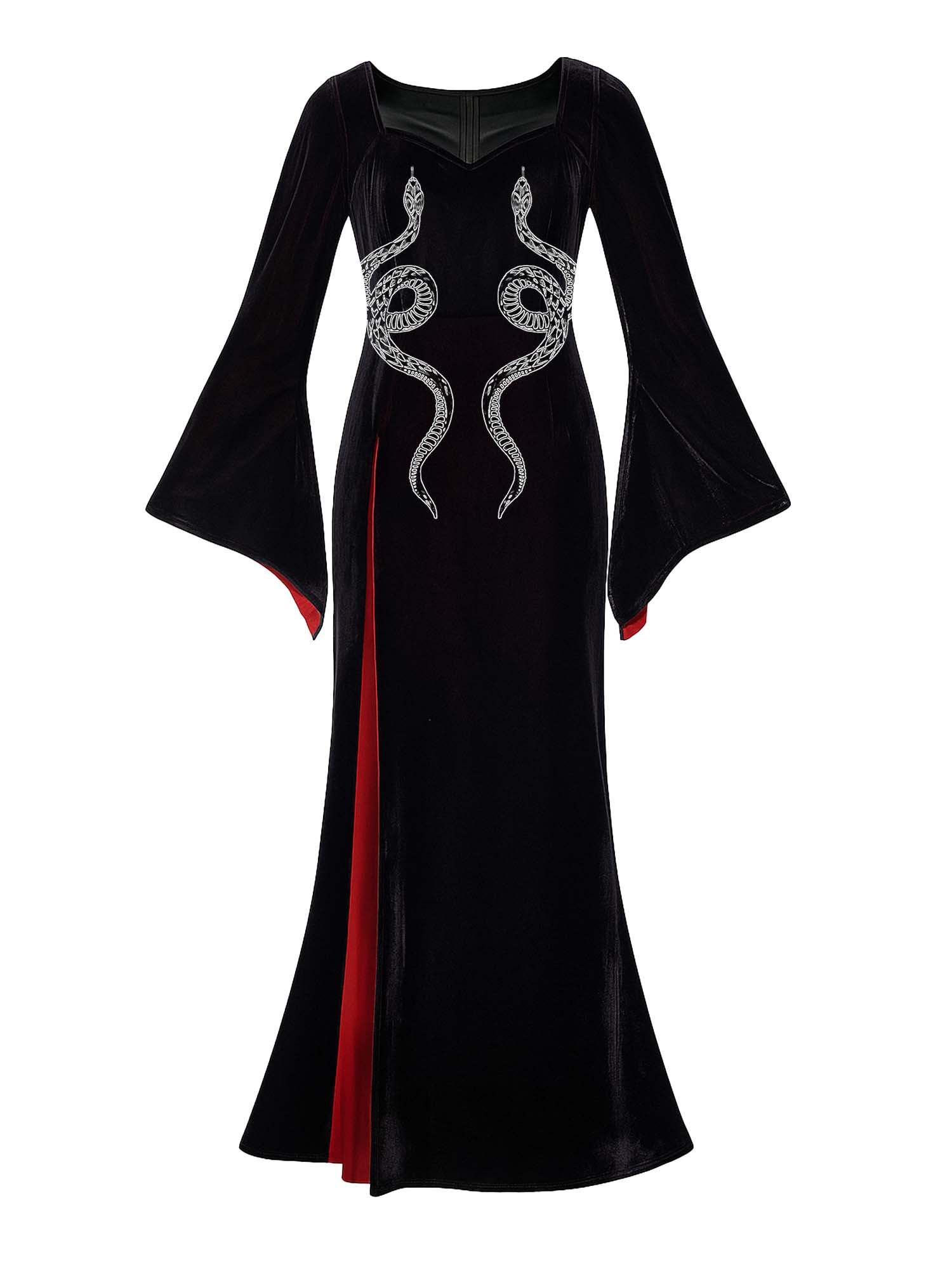 Maxikleid mit Fledermausärmeln und Schlangenmuster