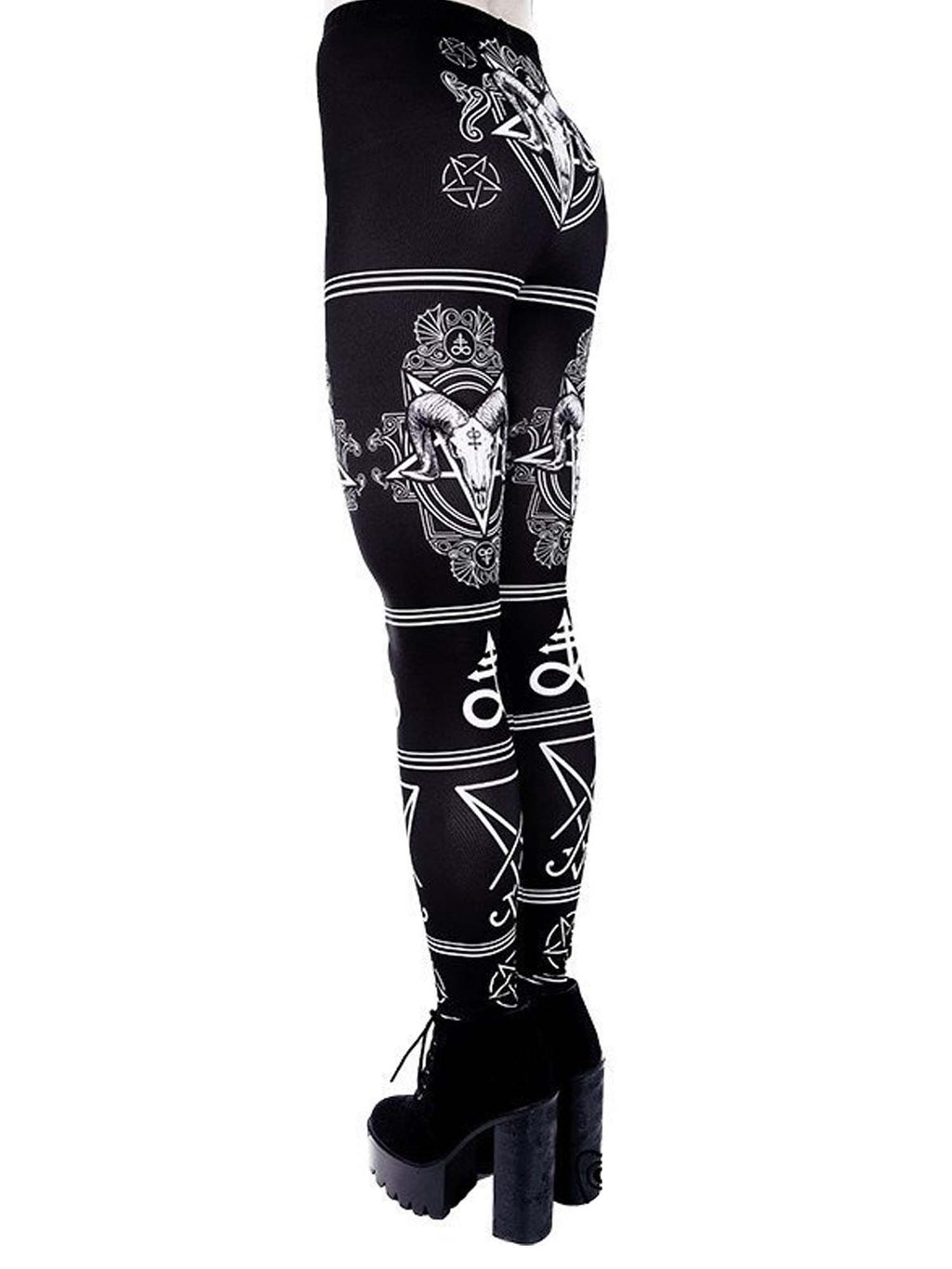 Dark Gothic Baphomet Print Leggings