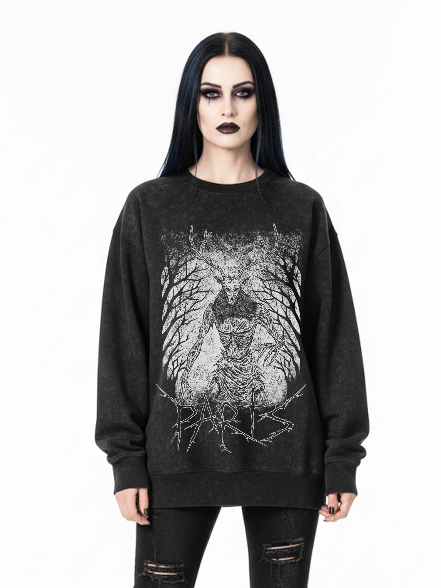 Black Baphomet Print Sweatshirt