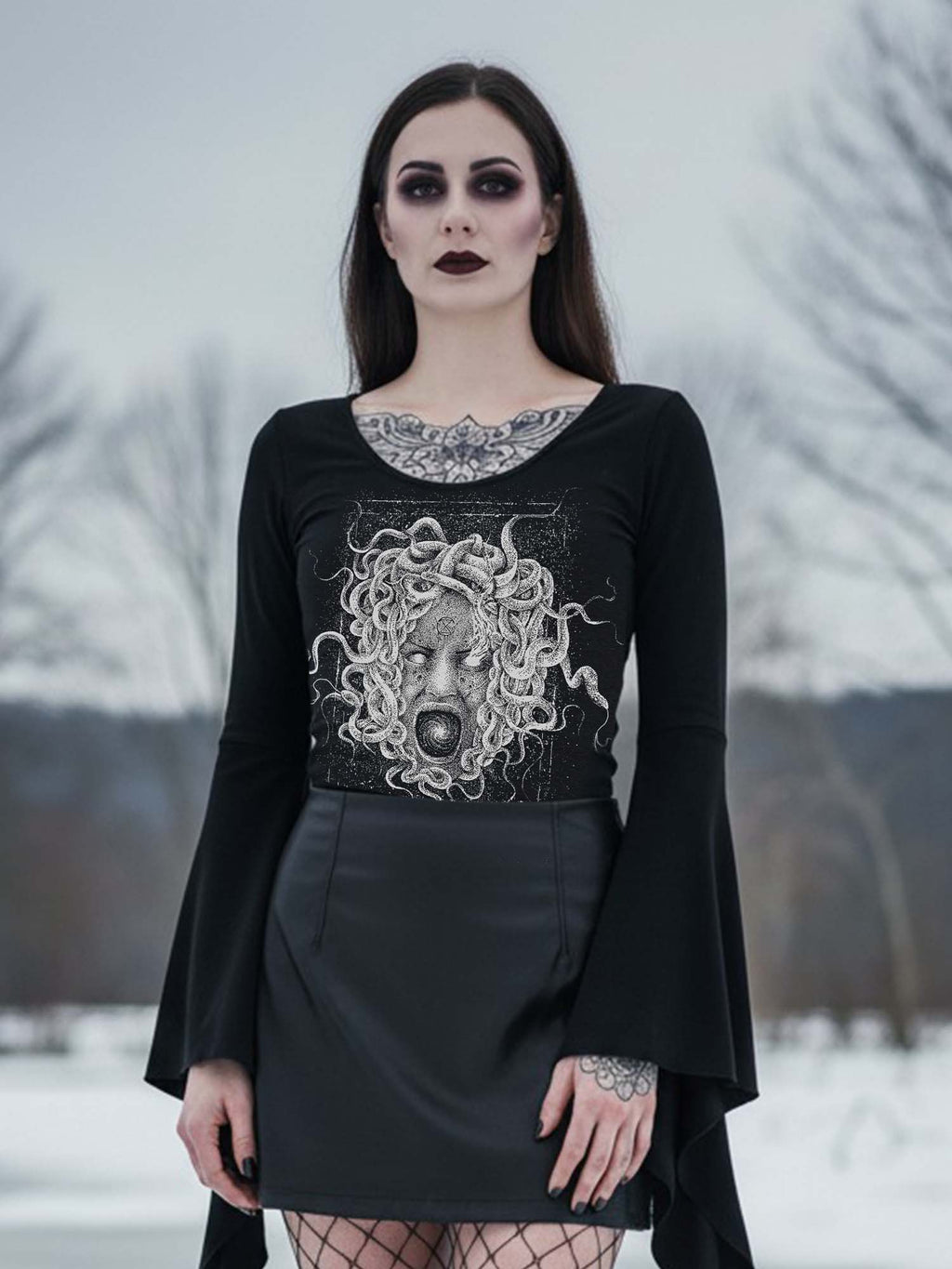 Crazy MEDUSA Print Batwing Shirt