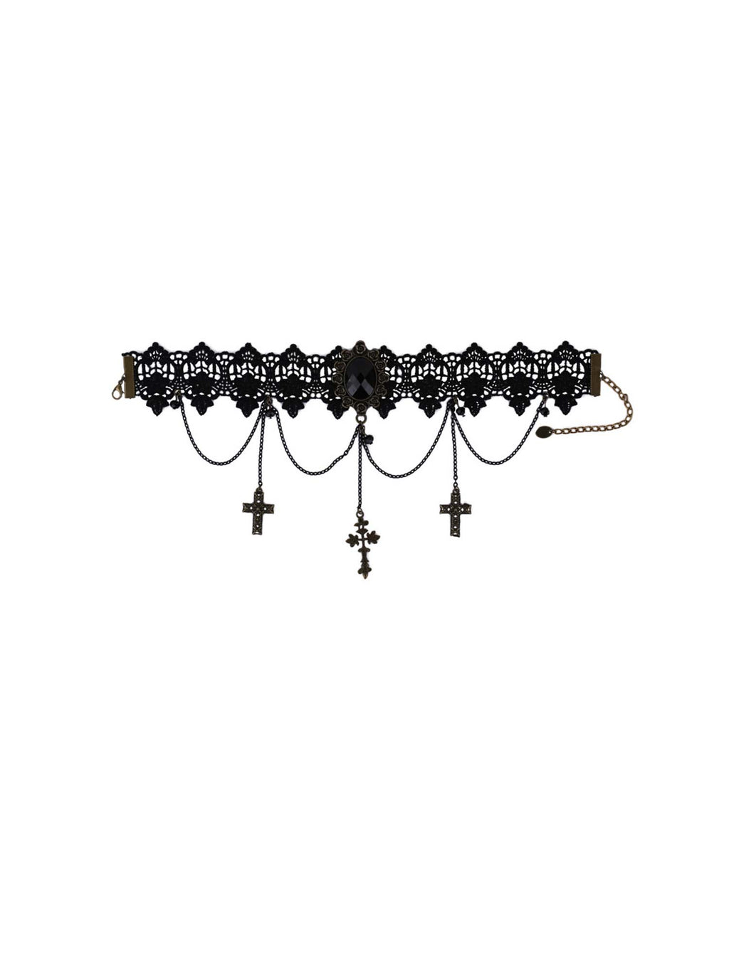 Gothic-Halsband mit dunklem Spitzenkreuz 