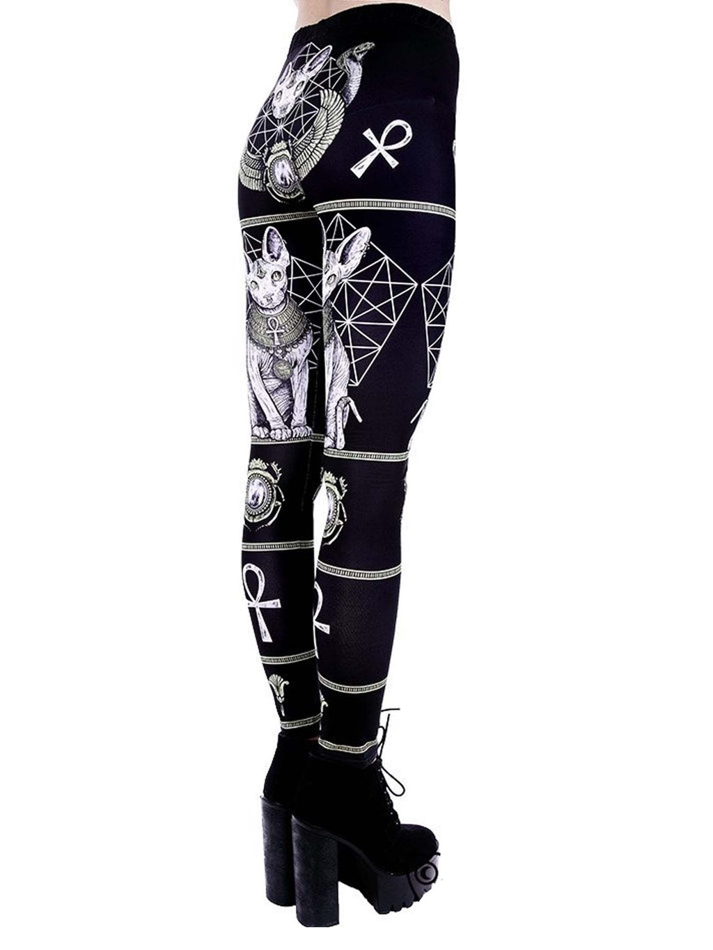 Dark Gothic Gothic Sphinx Cat Print Leggings