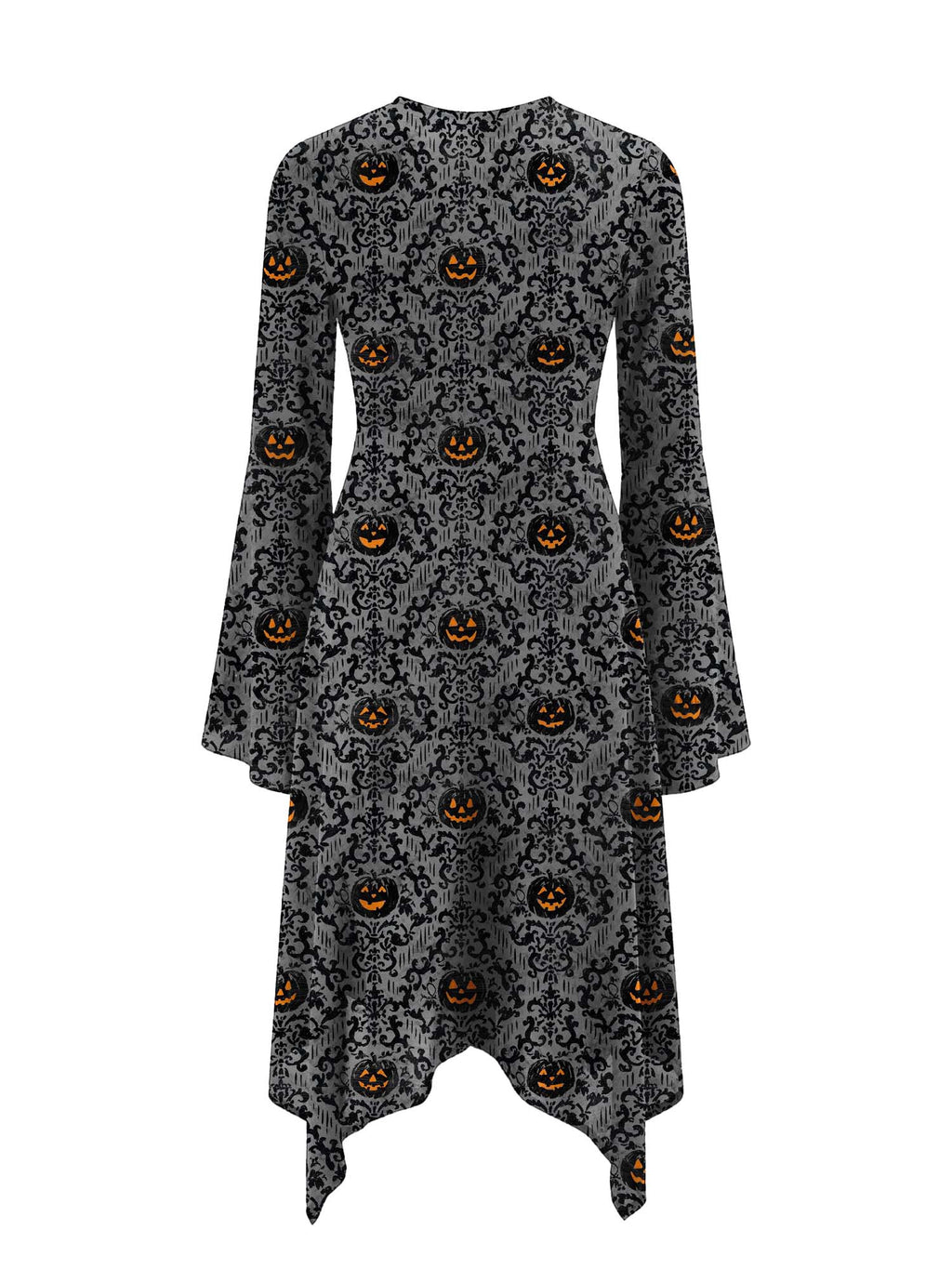Pumpkins On Halloween Night Print Midi Moonveil Dress