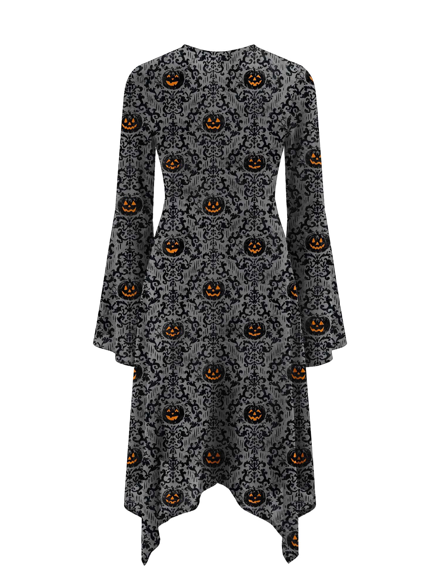 Pumpkins On Halloween Night Print Midi Moonveil Dress
