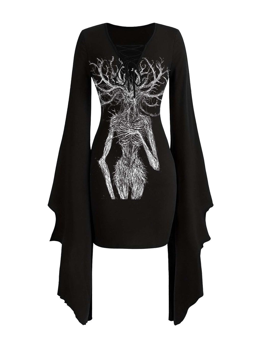 Fledermauskleid mit Drydemon-Print 