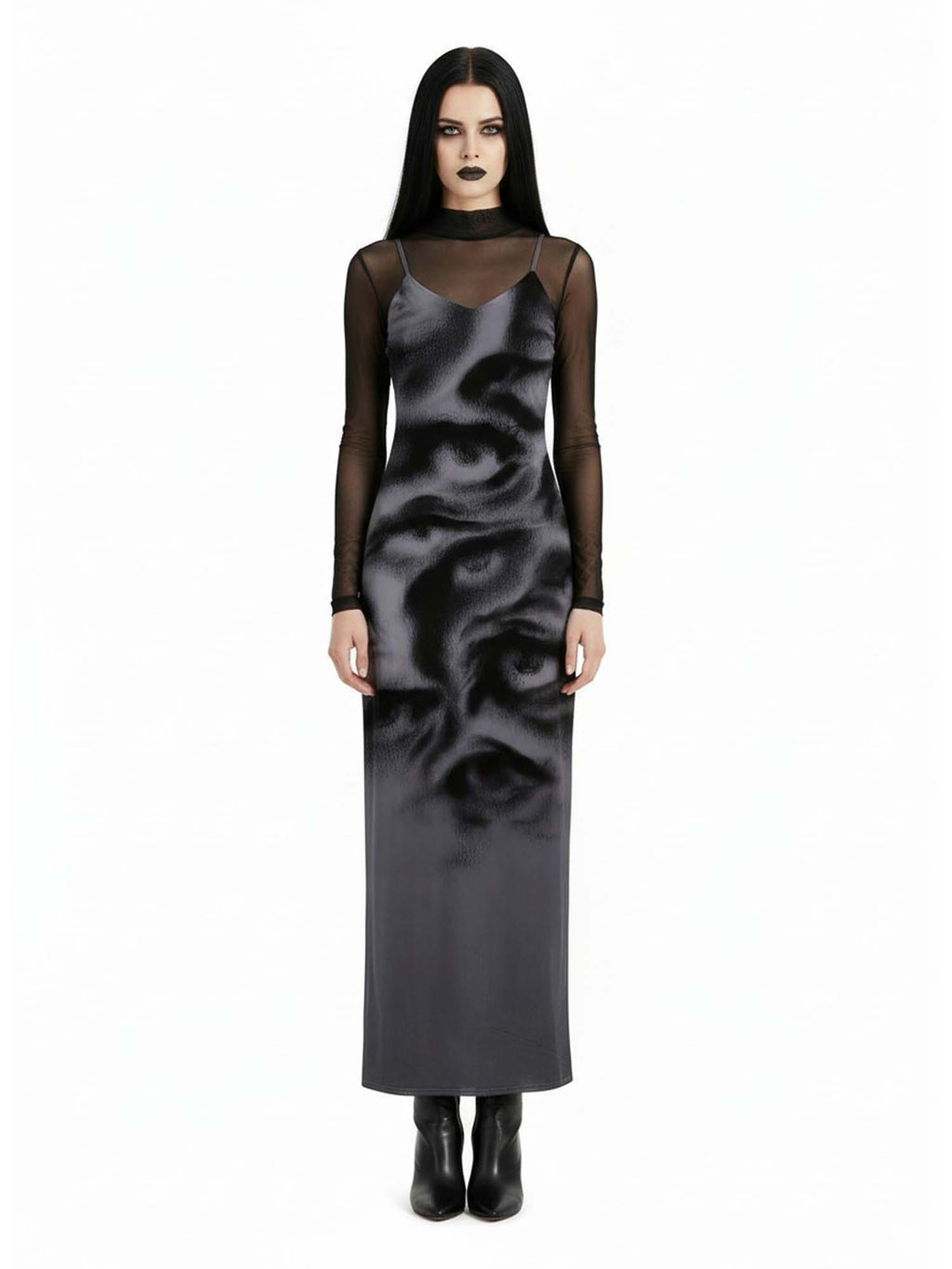 Eyes In The Dark Print Maxi Veilbound Dress