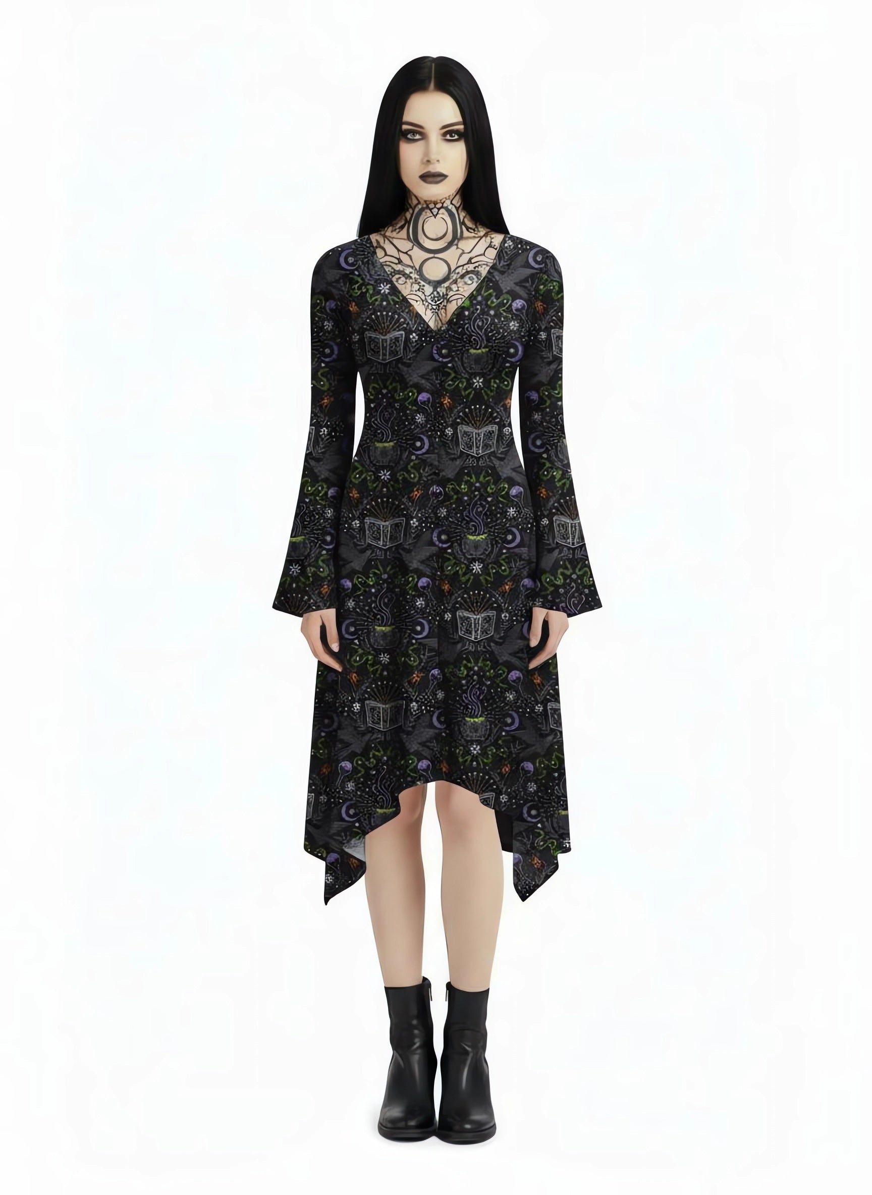 Witch's Book Print Midi Moonveil Dress