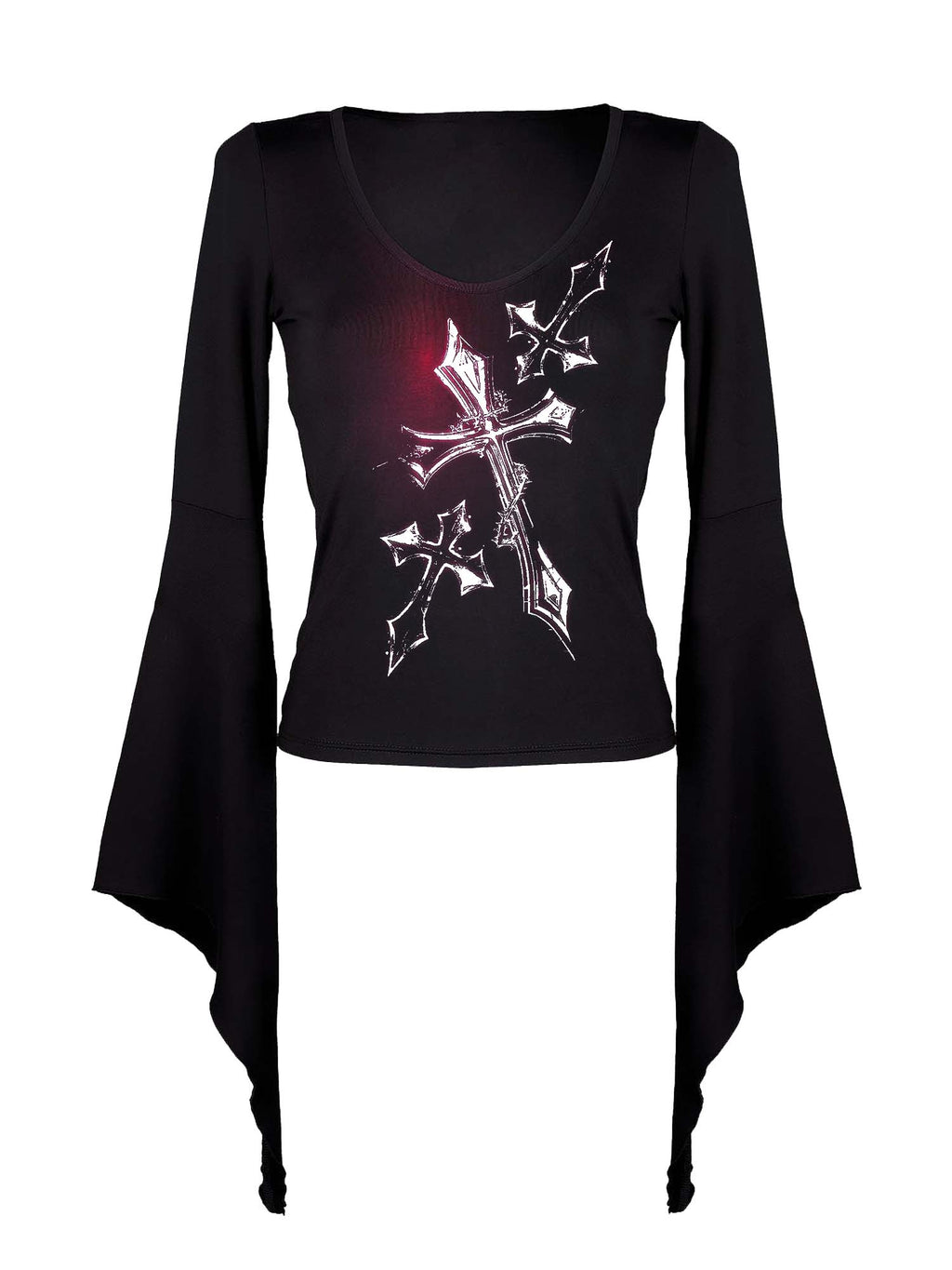 Herz Hell Dunkel Kreuz Print Batwing Shirt