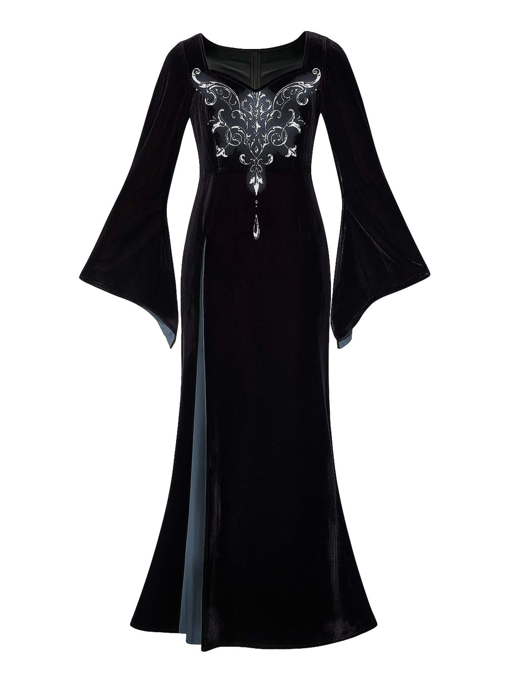 Gothic Crystal Print Batwing Maxi Dress