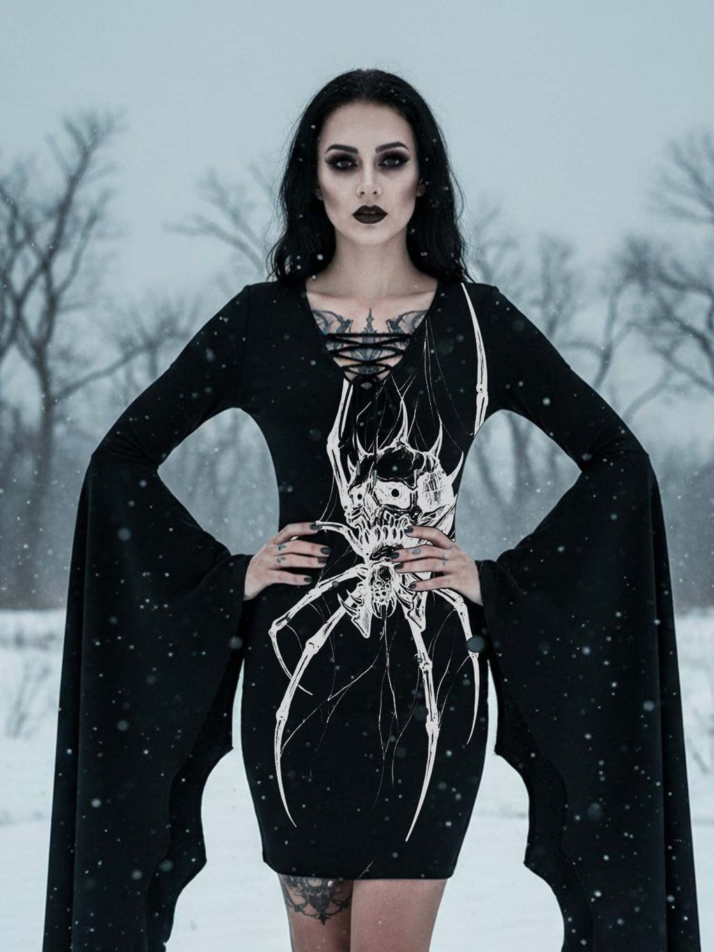 Spider Print Batwing Dress