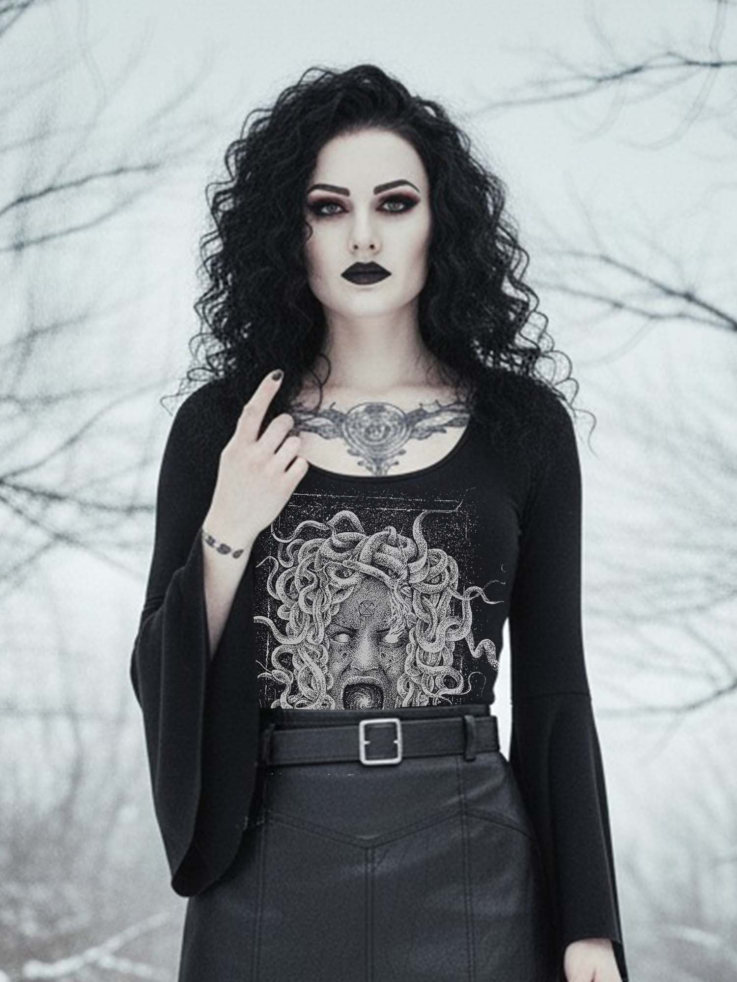 Crazy MEDUSA Print Batwing Shirt