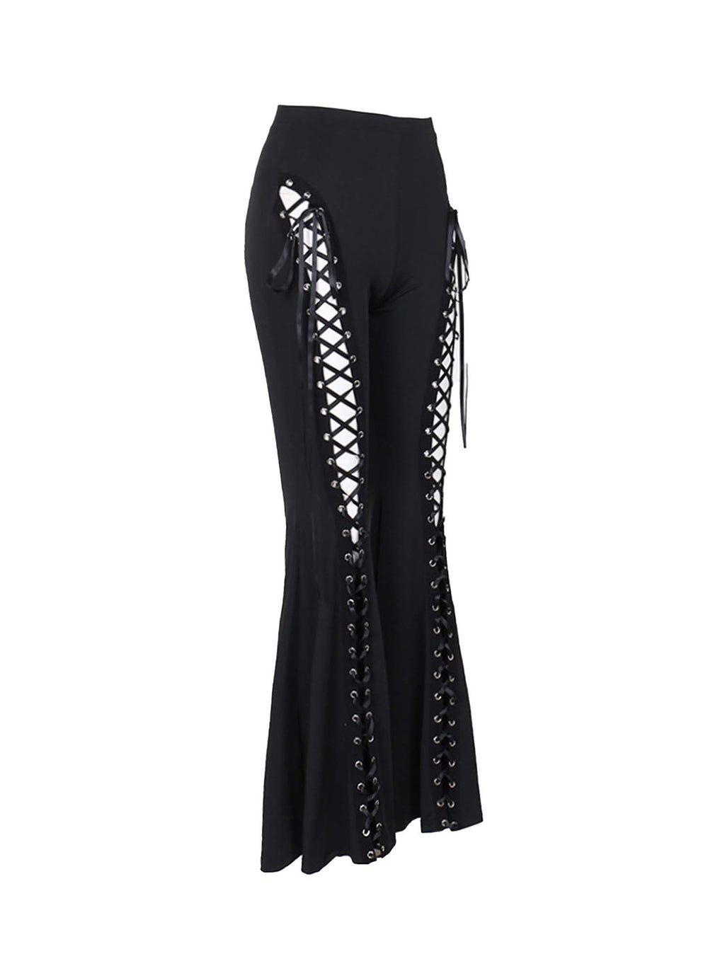 Dark Gothic Trendy Lace-Up Flared Pants