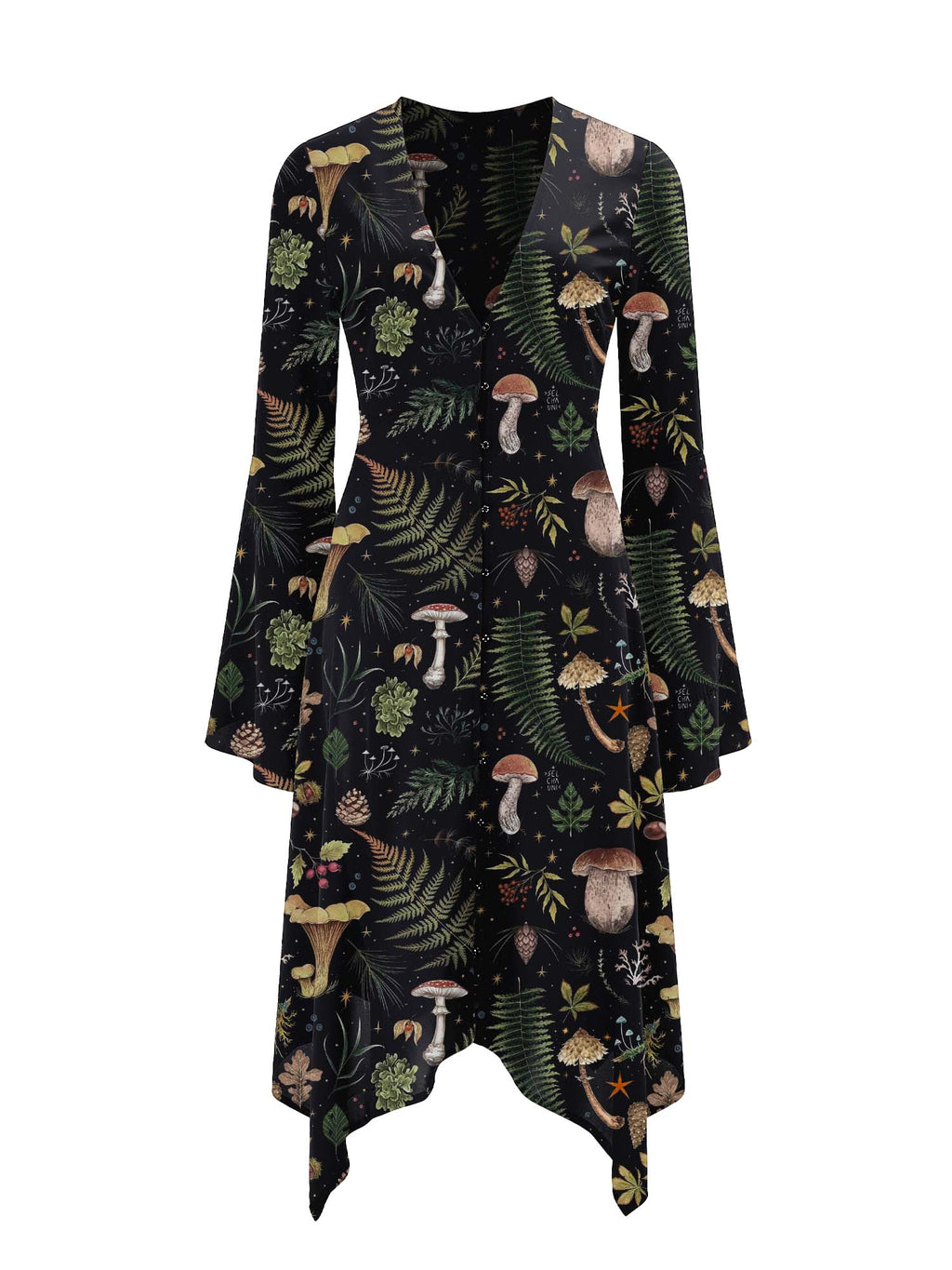 Plants In The Dark Print Midi Moonveil Dress