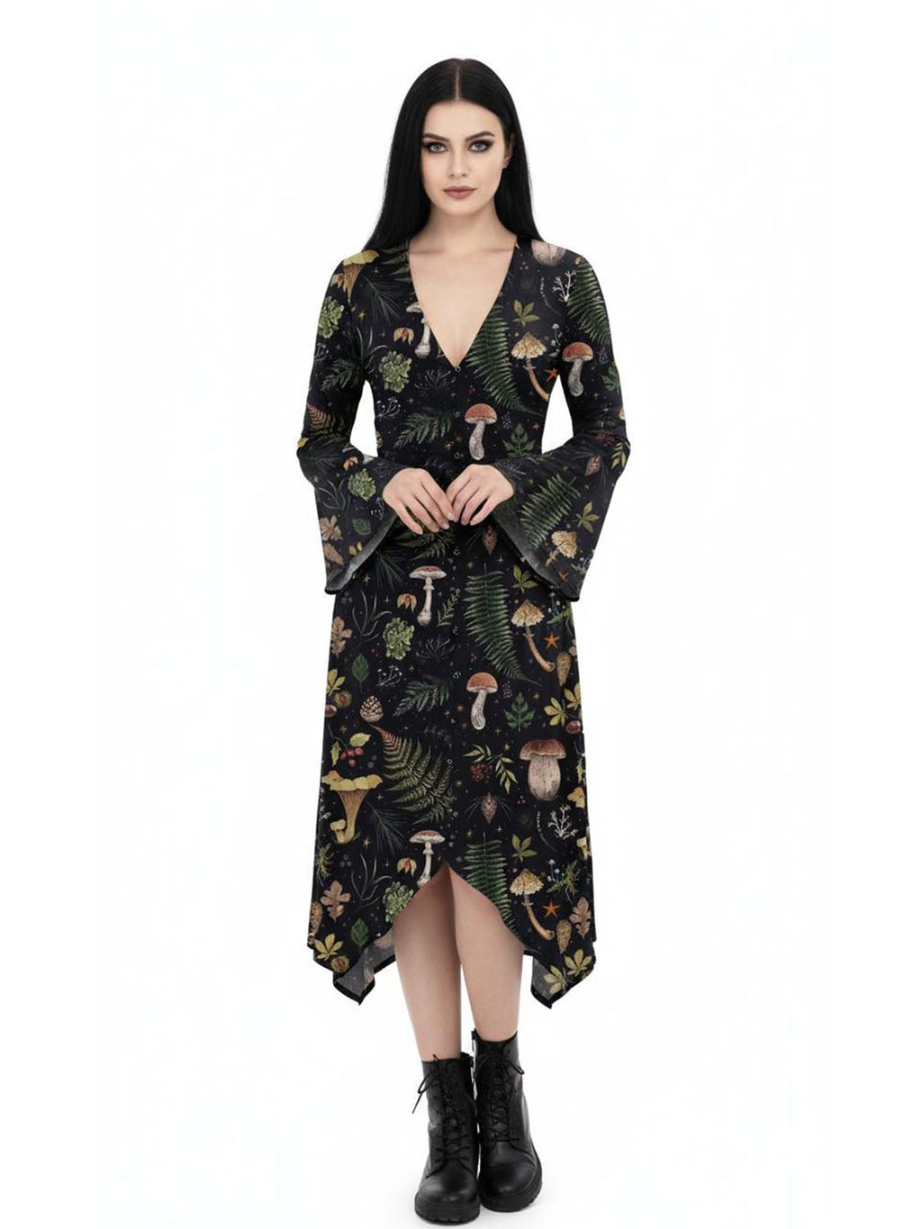 Plants In The Dark Print Midi Moonveil Dress