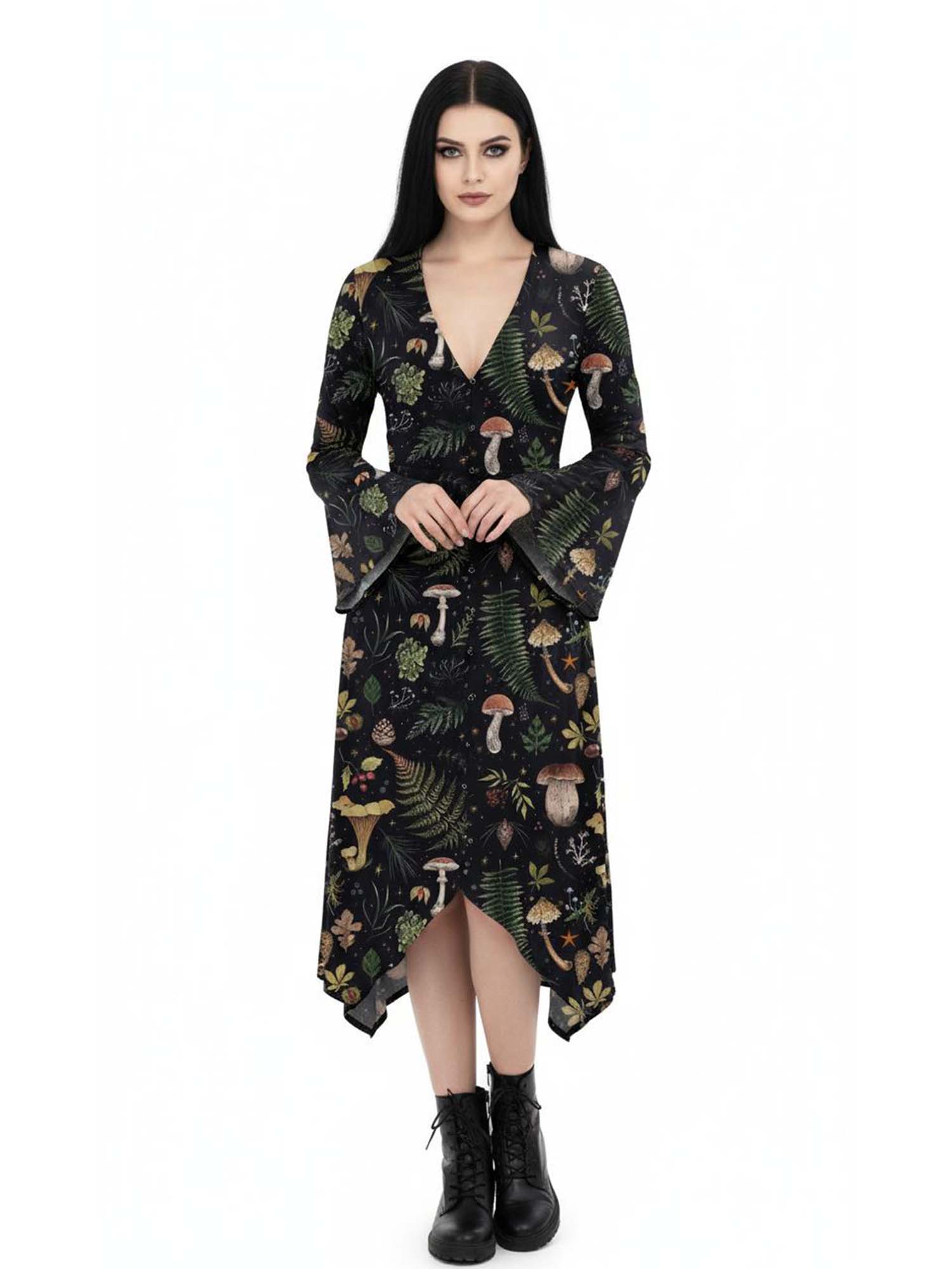 Plants In The Dark Print Midi Moonveil Dress