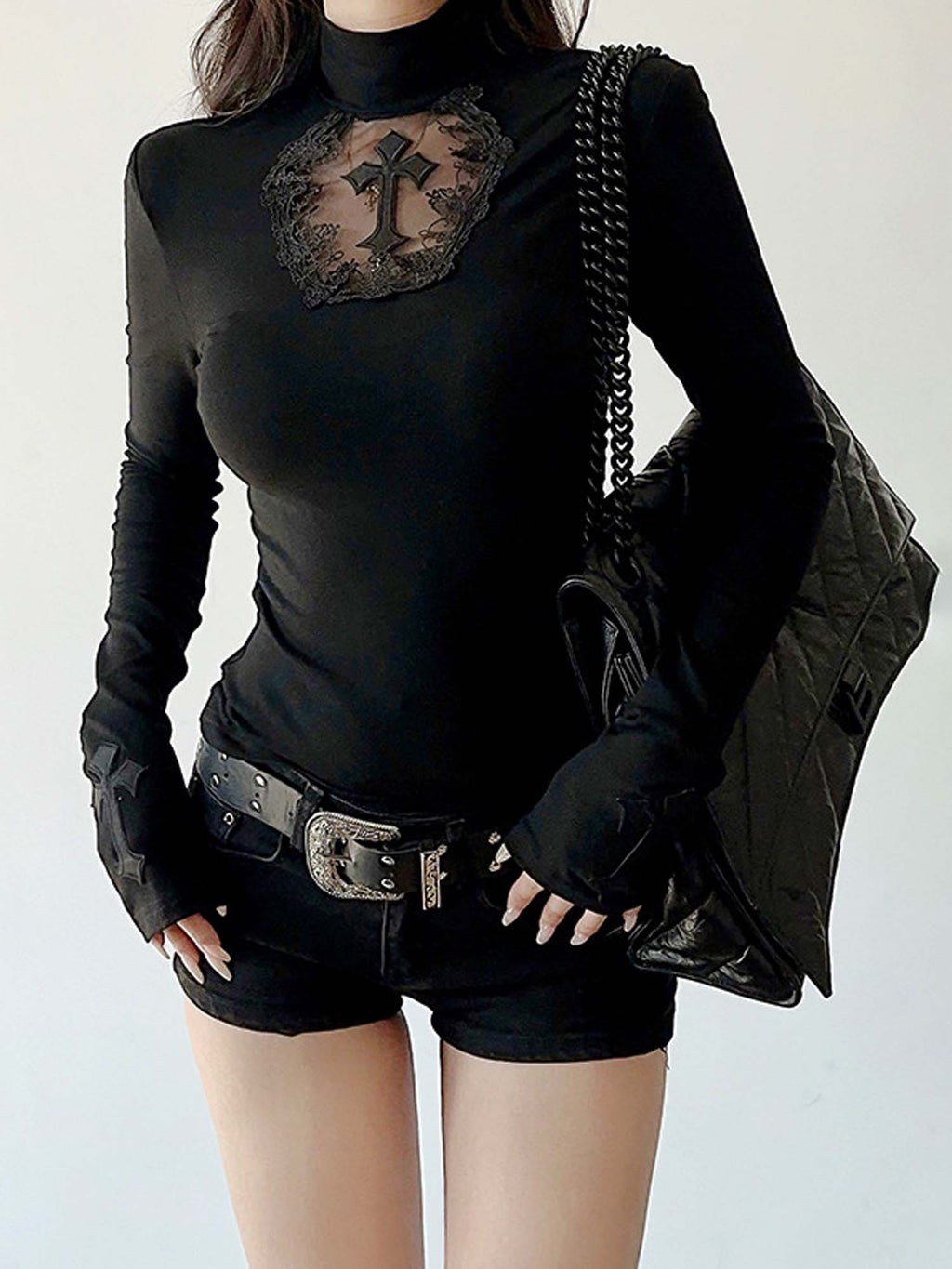 Dark Hollow Cross Long Sleeve Top