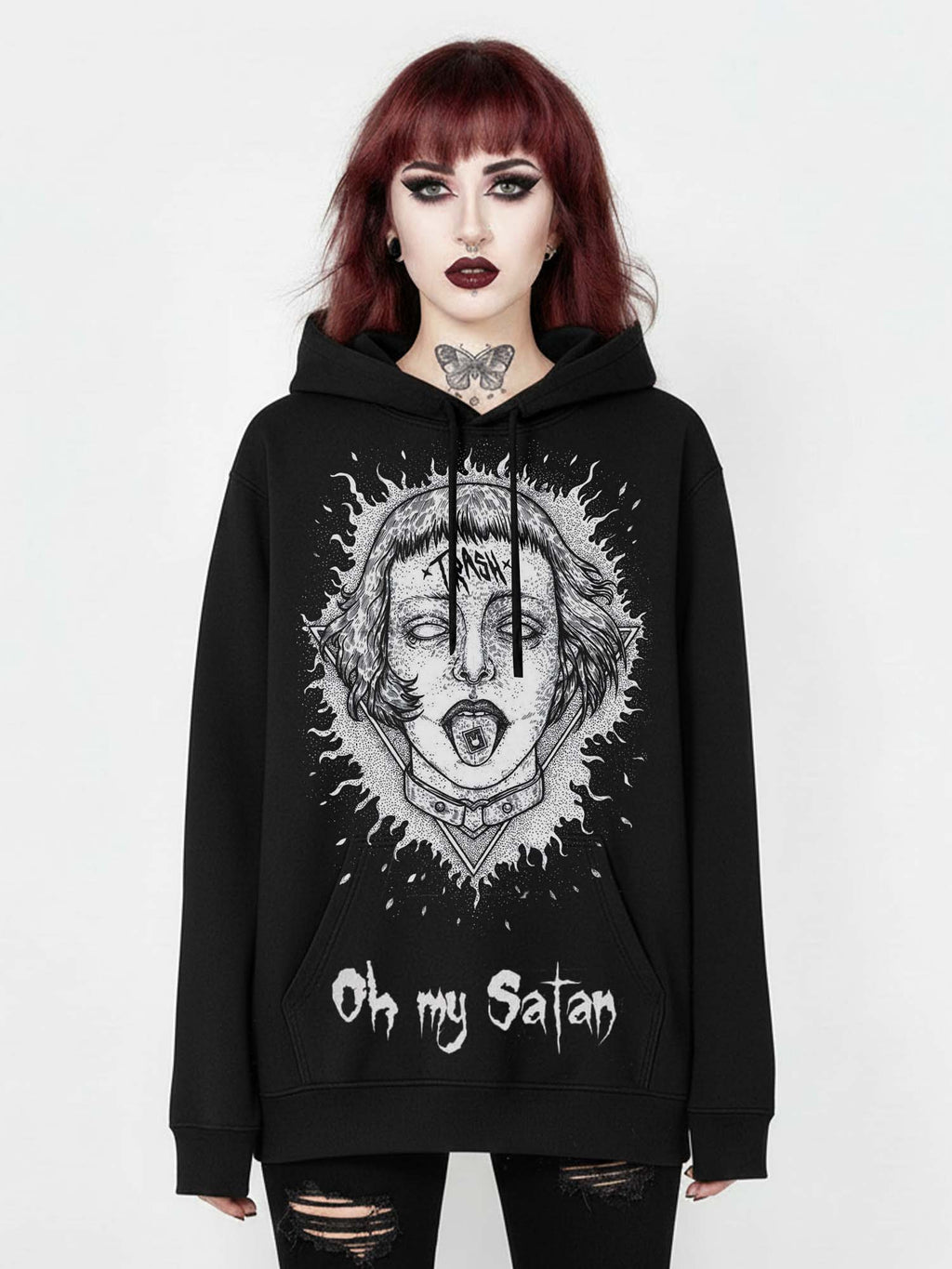 Oh My Satan Print Hoodie