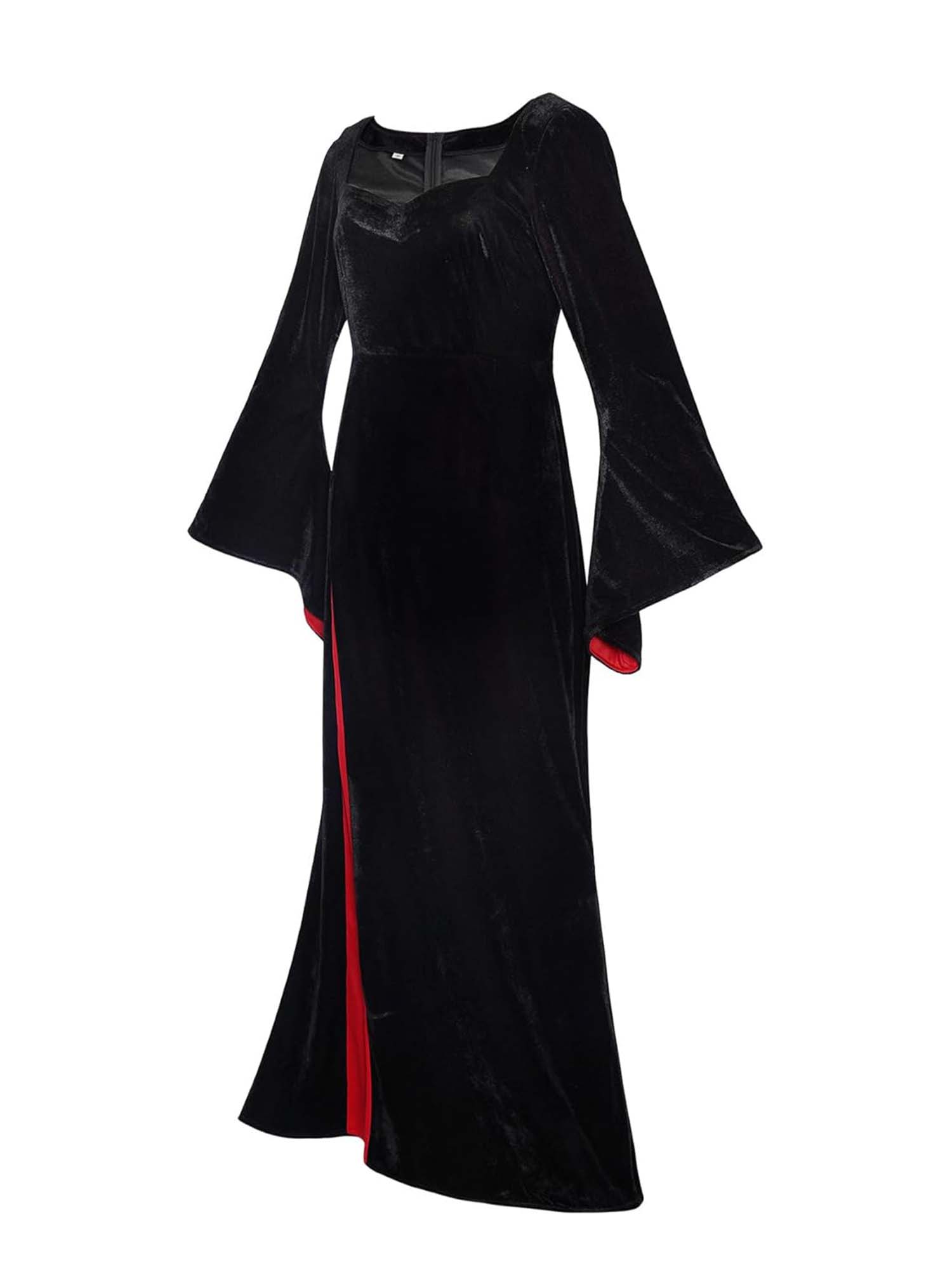 Gothic Halloween Black Maxi Dress