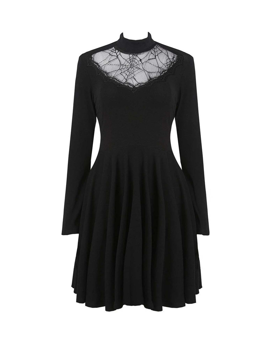 Dark Gothic Spider Web Lace Long Sleeve Dress