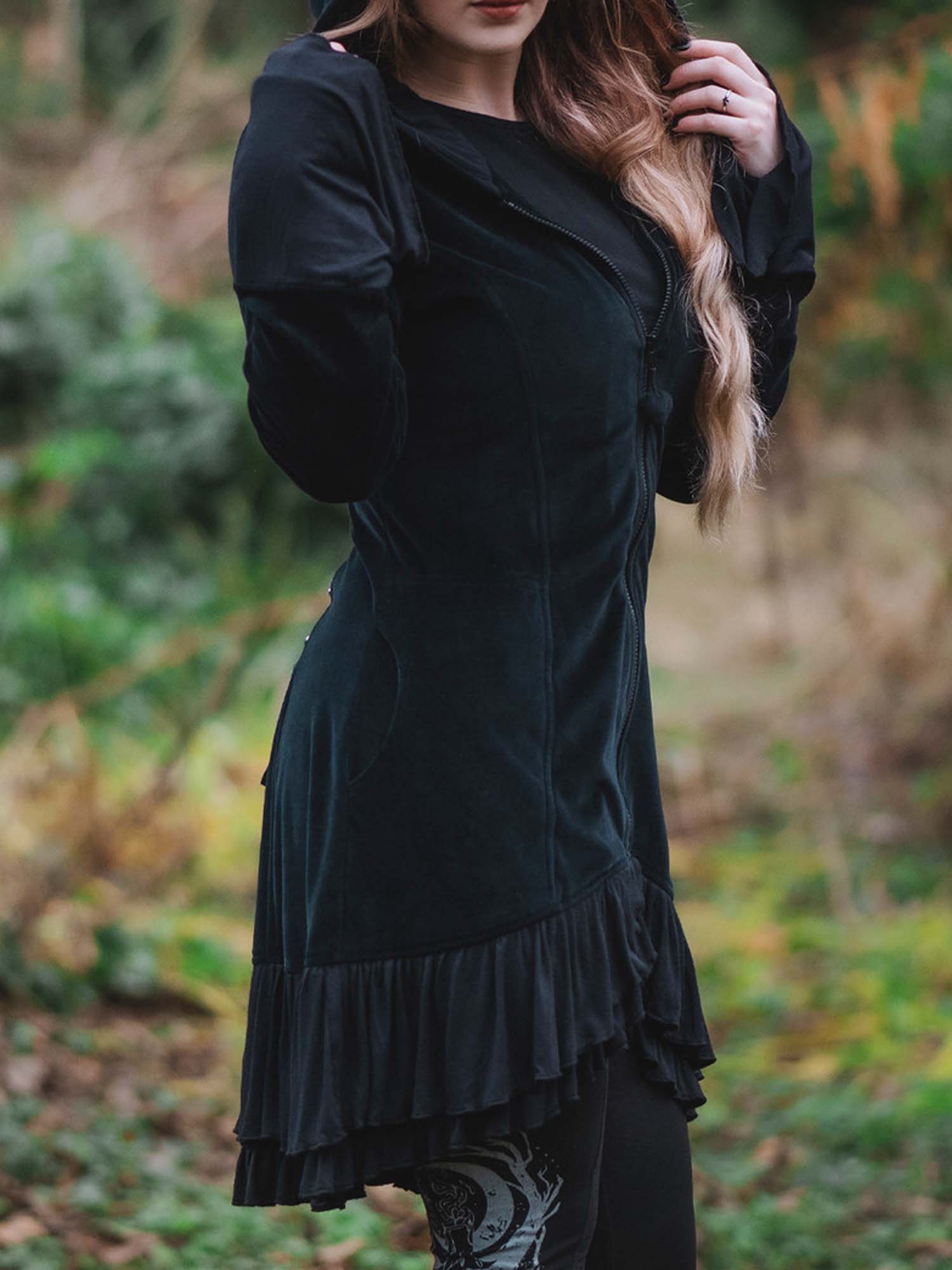 Mysterious Tie Hooded Sweatshirt Jacket