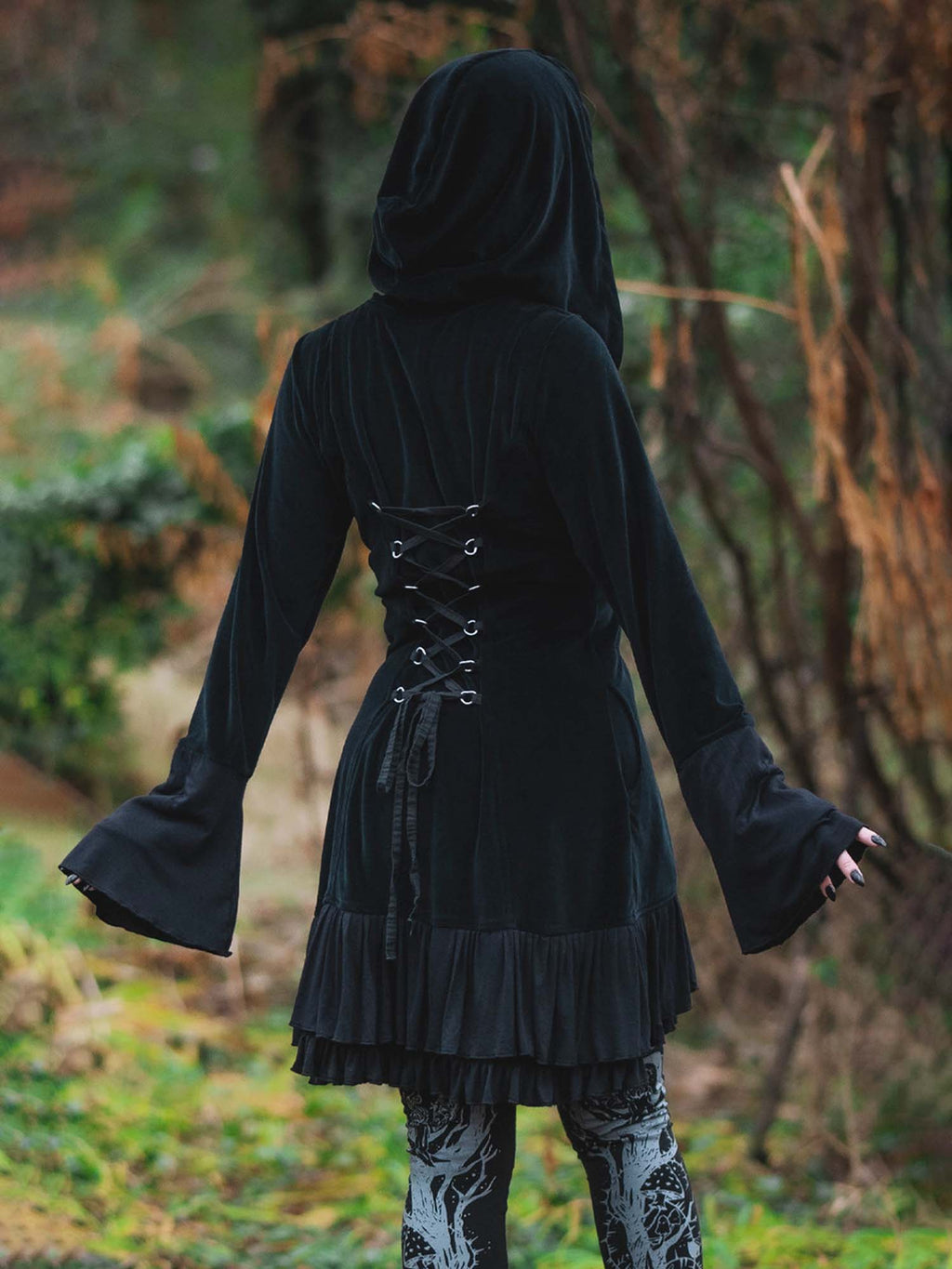 Mysterious Tie Hooded Sweatshirt Jacket