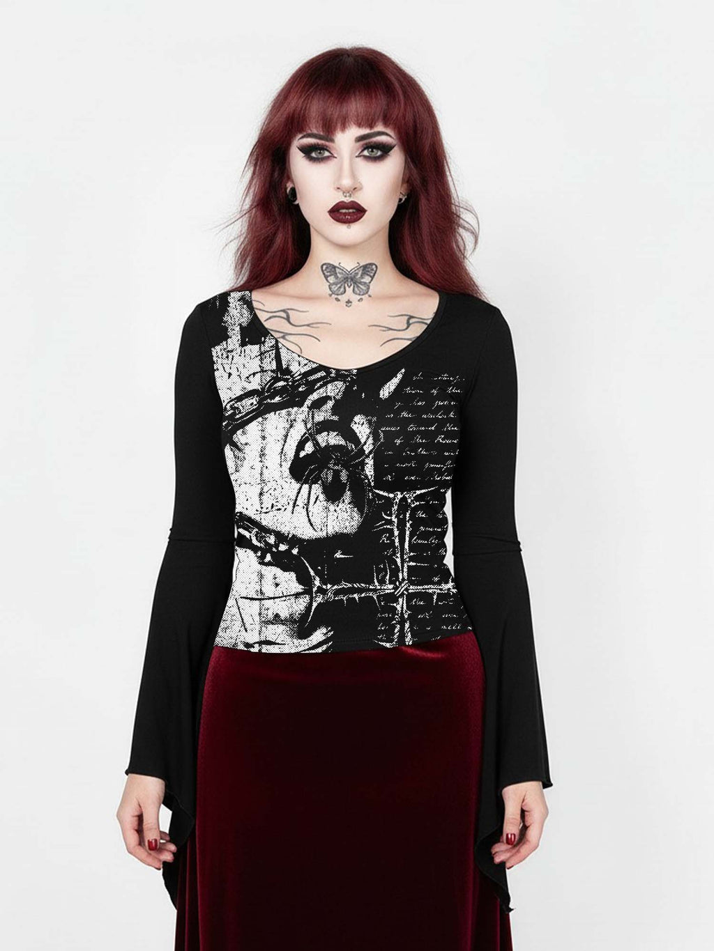 Spider And Statue Of Liberty Print Batwing Shirt