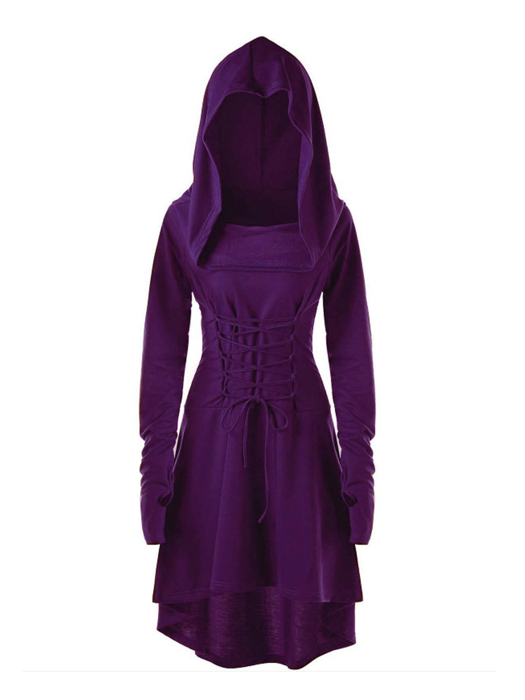 Gothic Witch Long Sleeve Hooded Tie Midi Dress