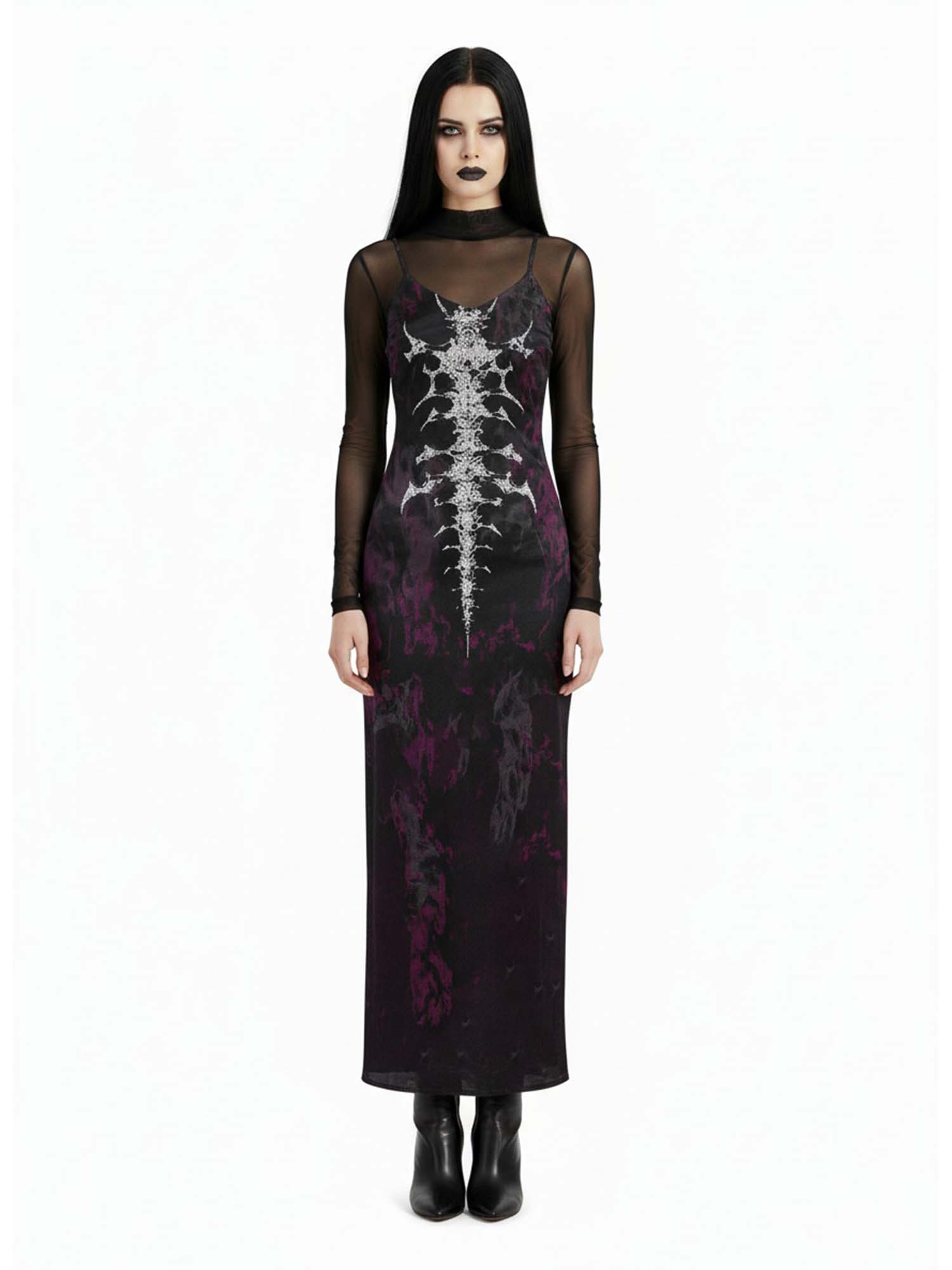 Monster Spine Print Maxi Veilbound Dress