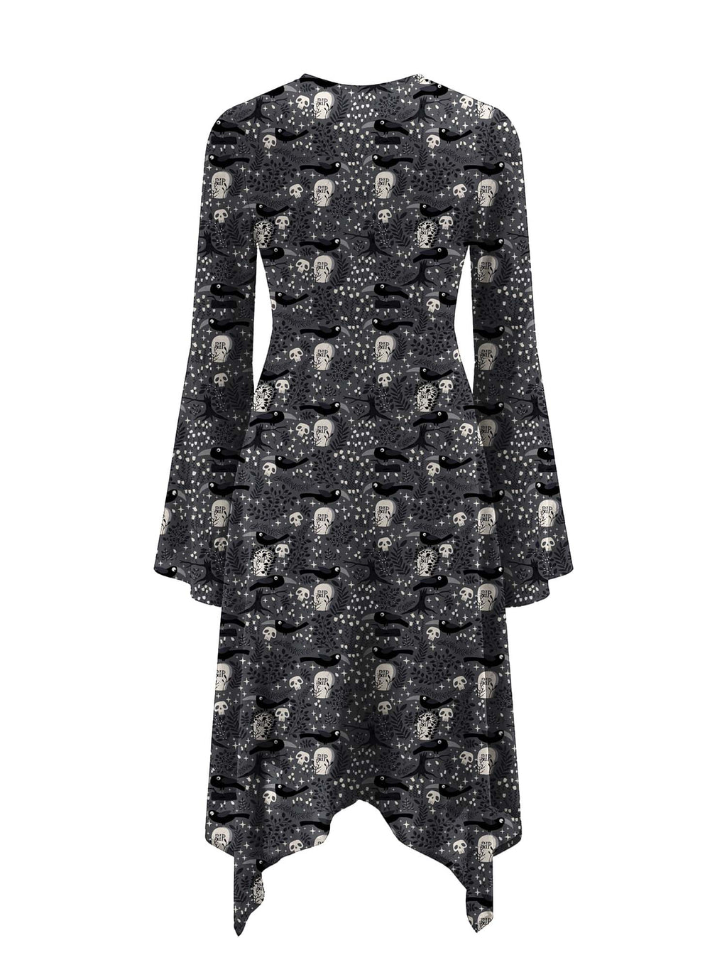 Crow On A Tombstone RIP Print Midi Moonveil Dress