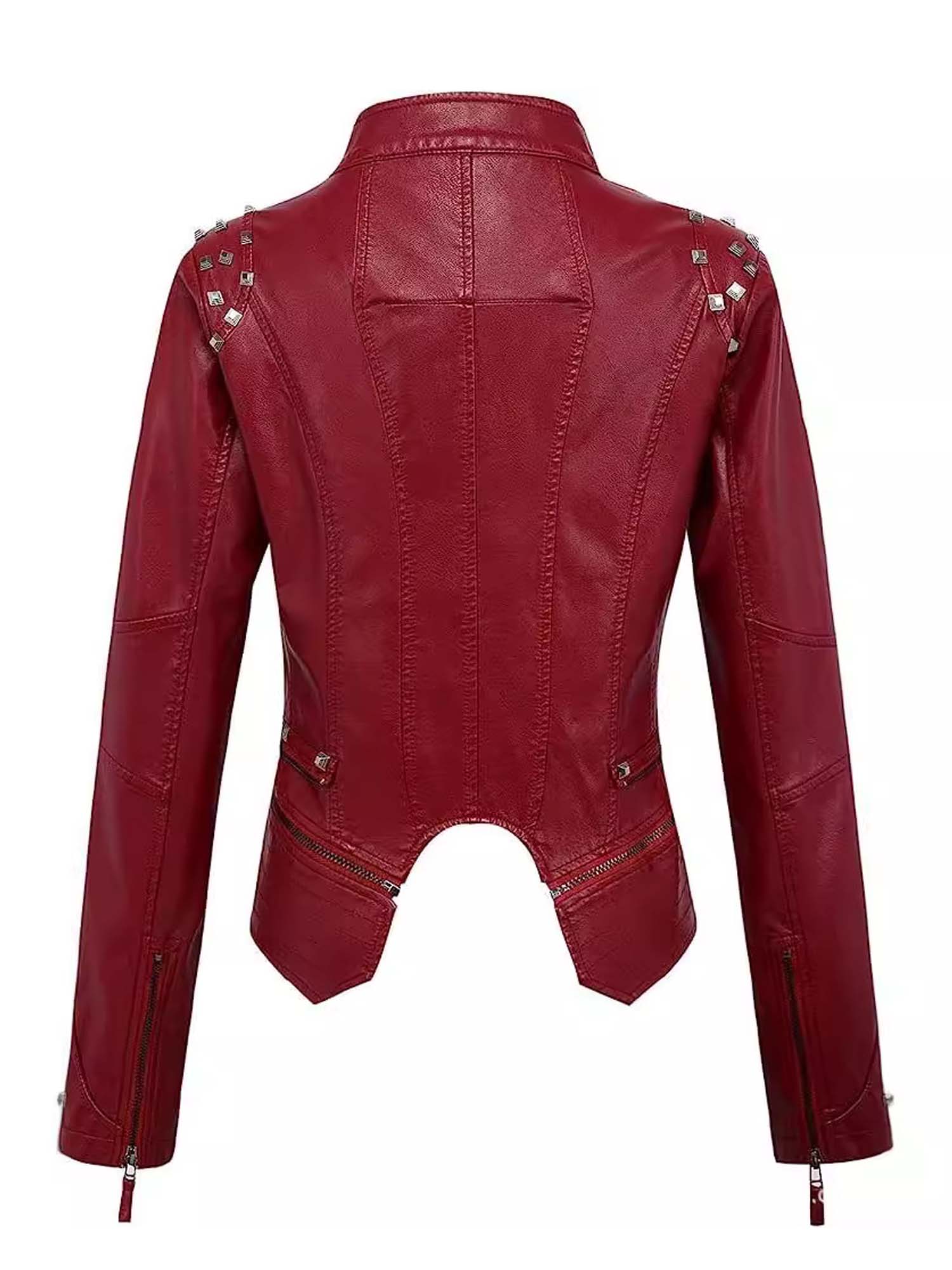 Riveted-Waist Short-Length Washed Leather Jacket