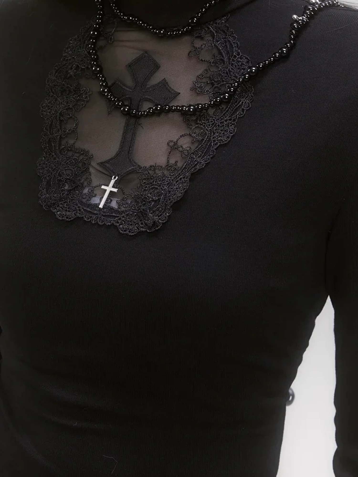 Dark Hollow Cross Long Sleeve Top