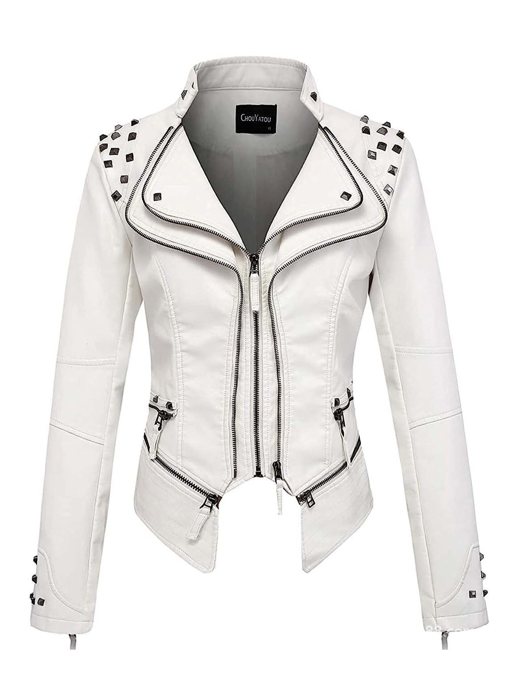 Riveted-Waist Short-Length Washed Leather Jacket