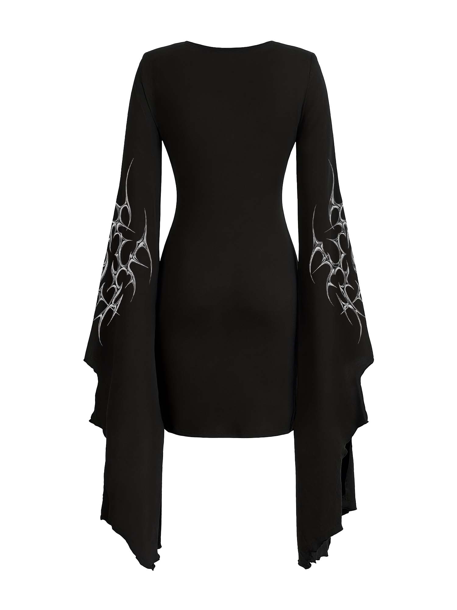 Gothic Cybersigilism Print Batwing Dress