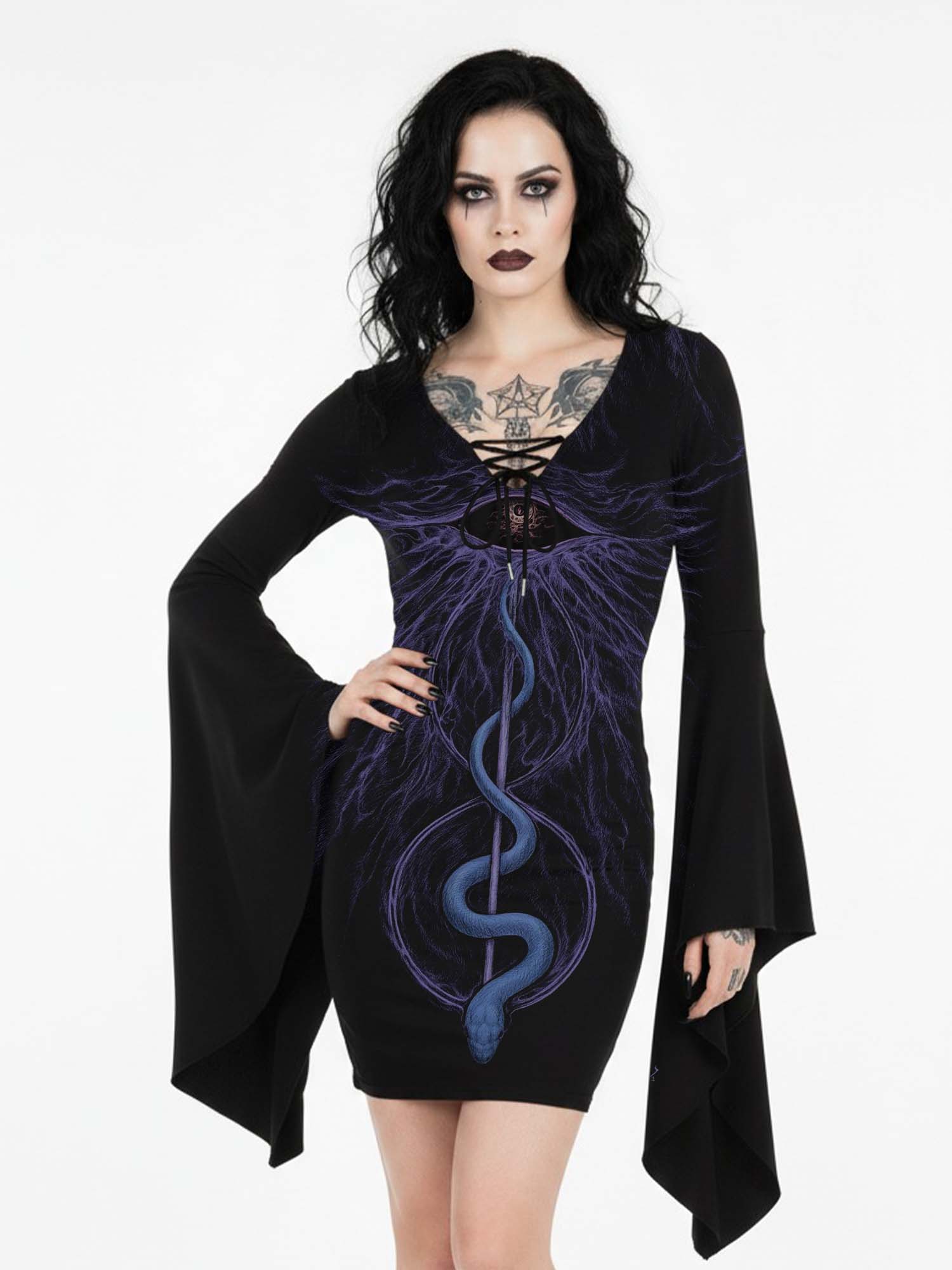 The Third Eye And The Snake Print Batwing Dress